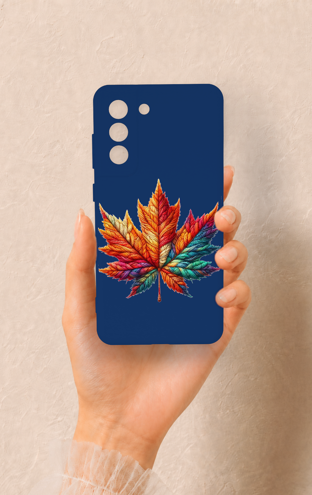 Samsung-S21FE Uyumlu Renkli Yaprak Desenli Silikon Kılıf