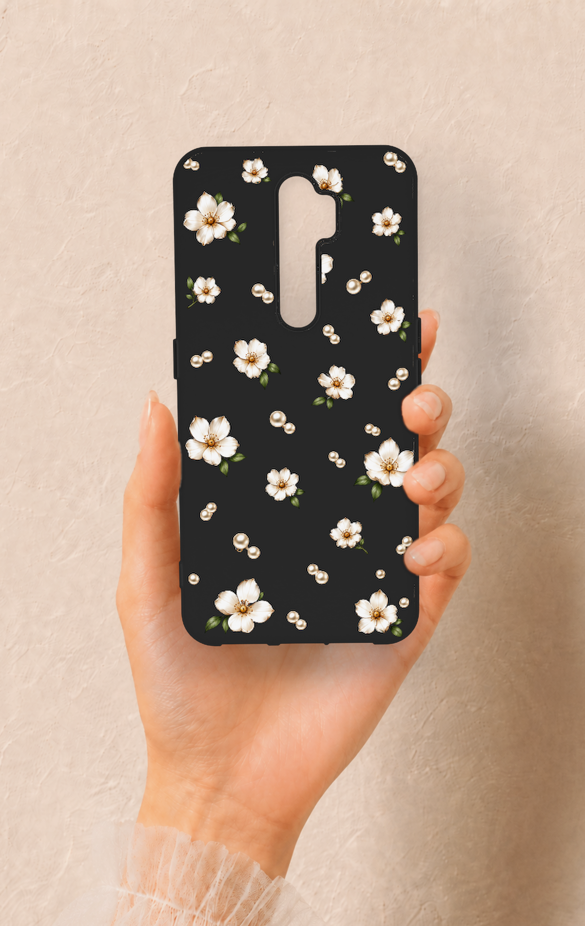 Oppo A5 2020 Uyumlu İnci Papatya Desenli Silikon Kılıf