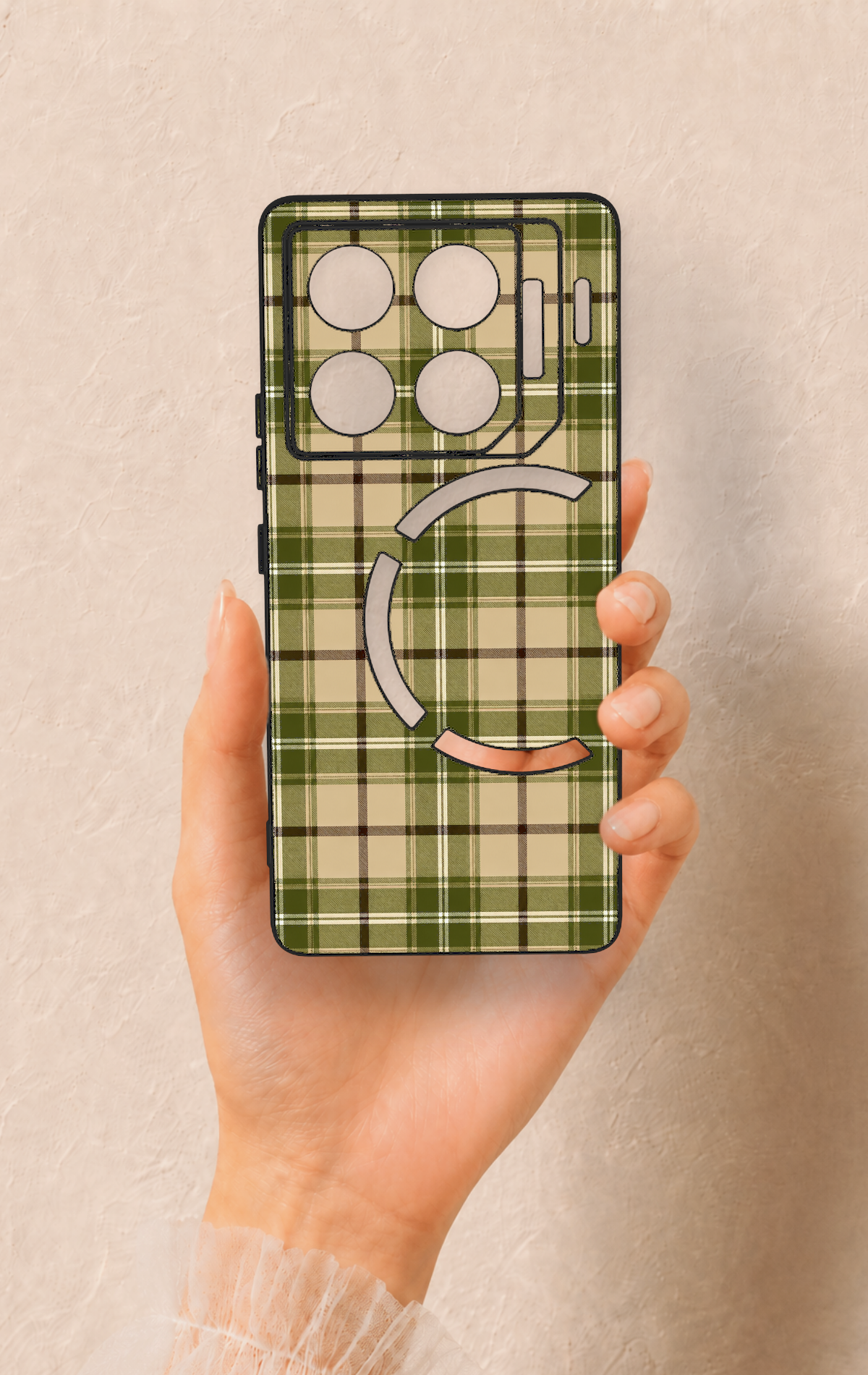 İnfinix Gt 20 Pro Uyumlu Zeytin Yeşili Ekose Desenli Silikon Kılıf