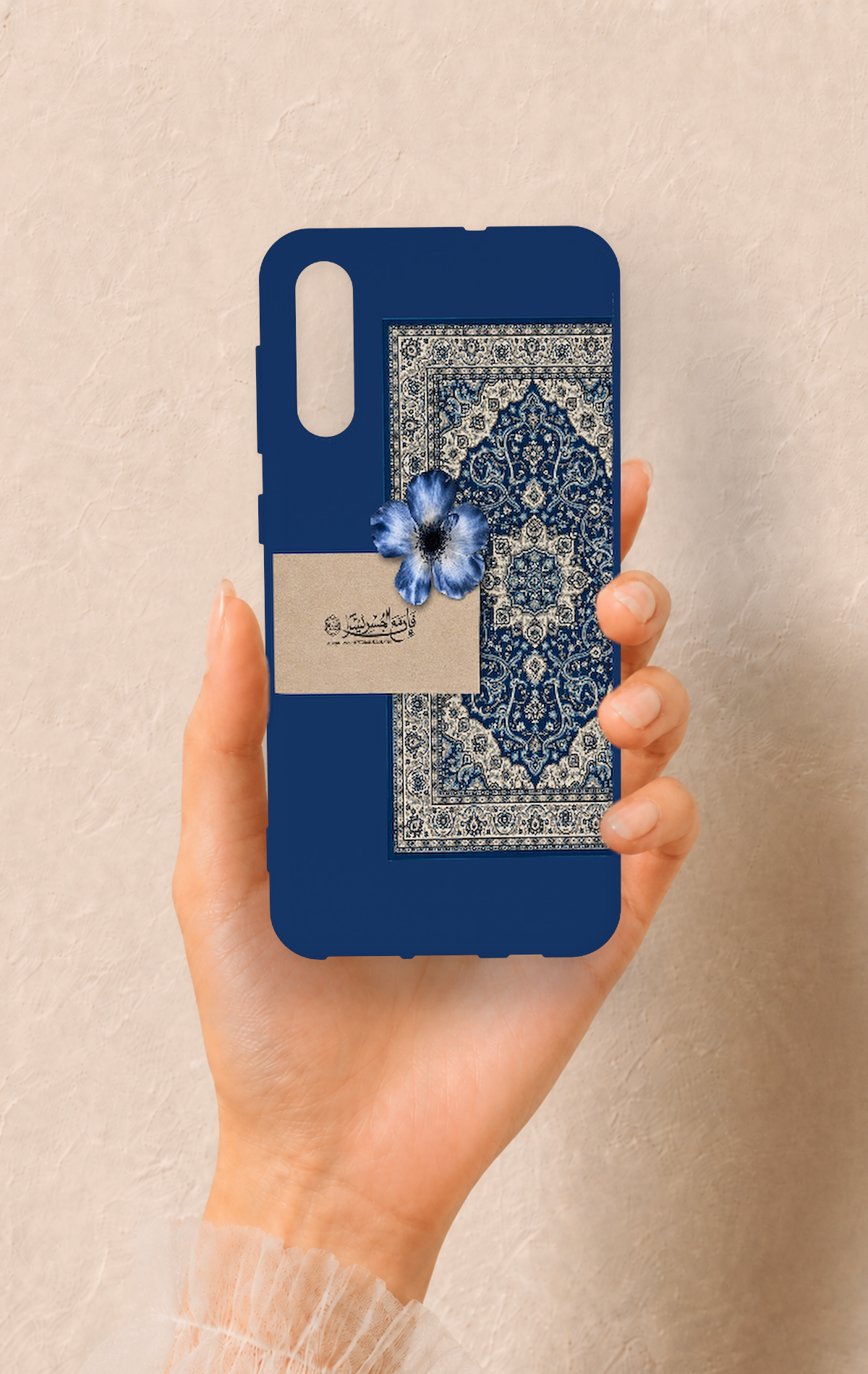 Samsung A50 Uyumlu Mavi Etnik Halı Desenli Silikon Kılıf
