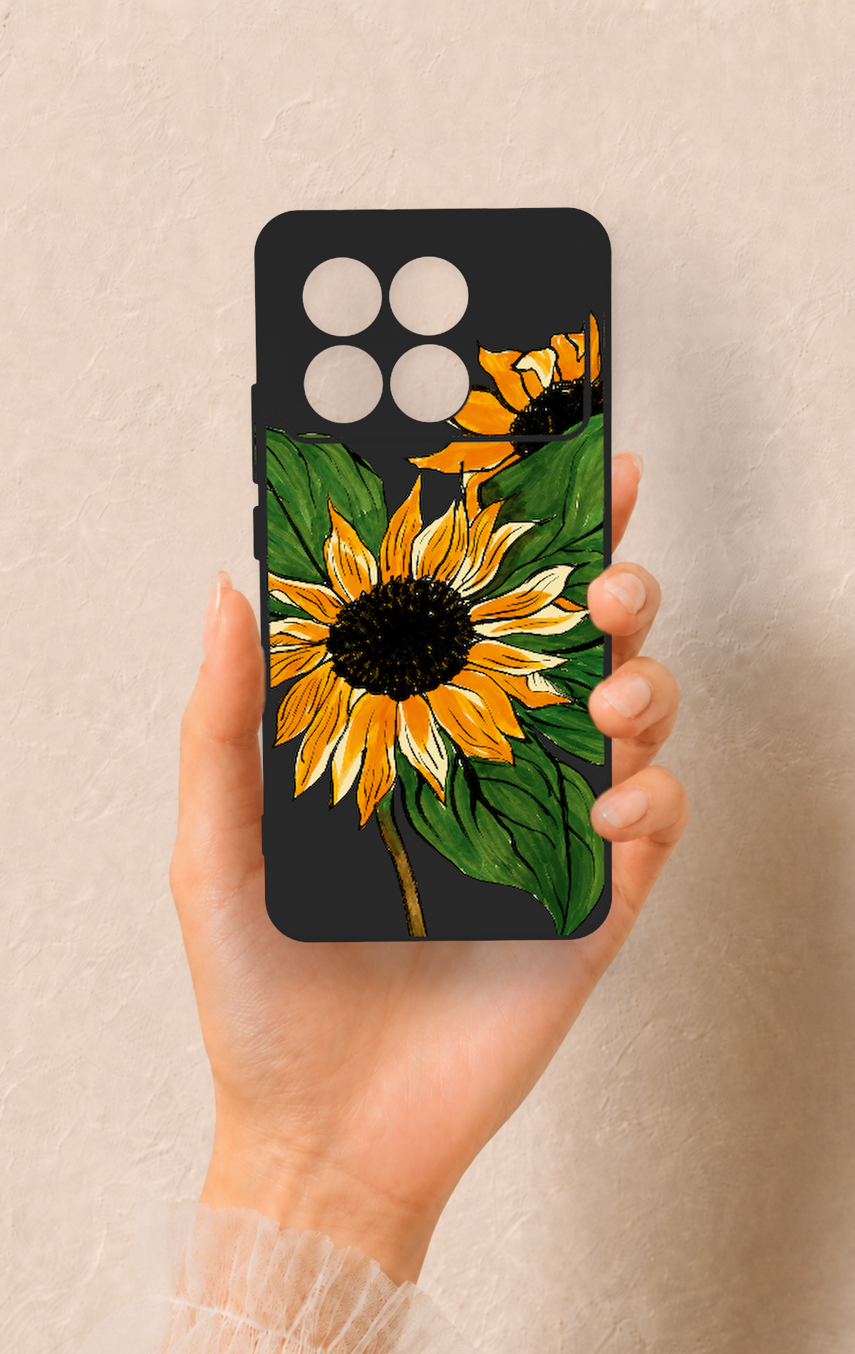Poco X6 Pro Uyumlu Ay Çiçeği Desenli Silikon Kılıf