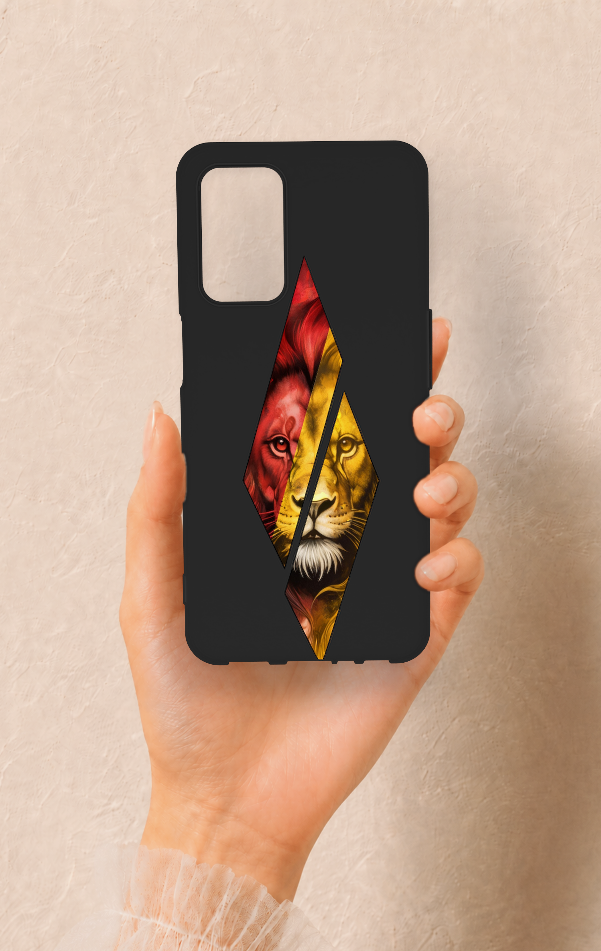 Oppo A55 Uyumlu Kesik Aslan Desenli Silikon Kılıf