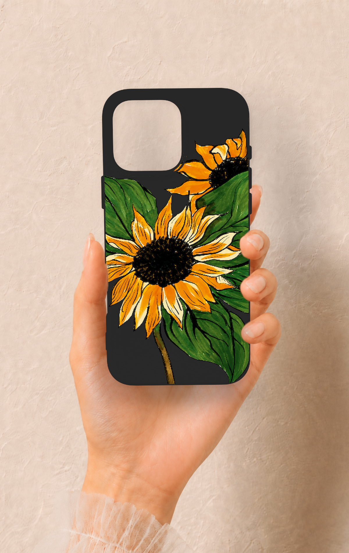 iPhone 16 Pro Max Uyumlu Ay Çiçeği Desenli Silikon Kılıf