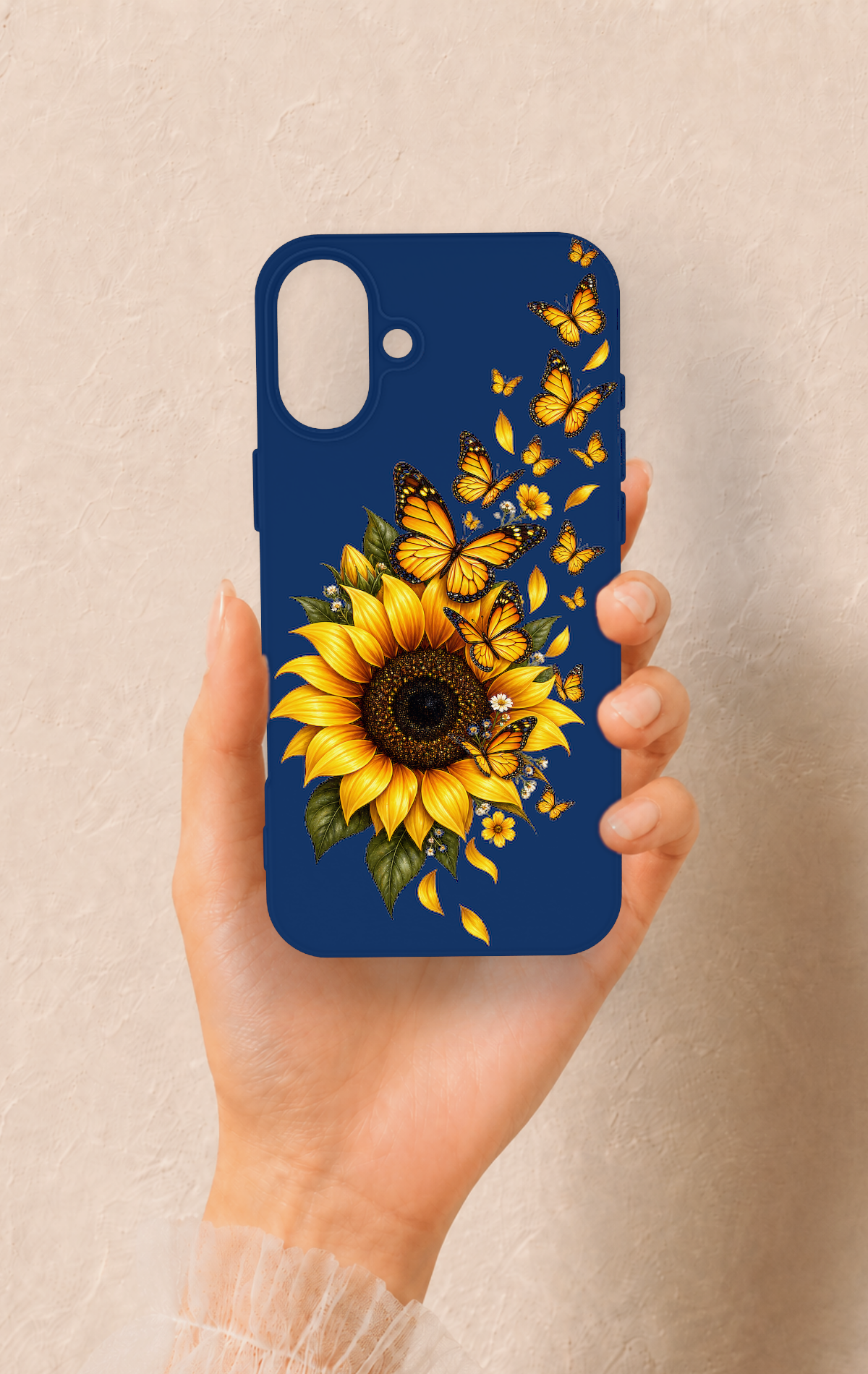 iPhone 16 Plus Uyumlu Ayçiçeği Desenli Silikon Kılıf