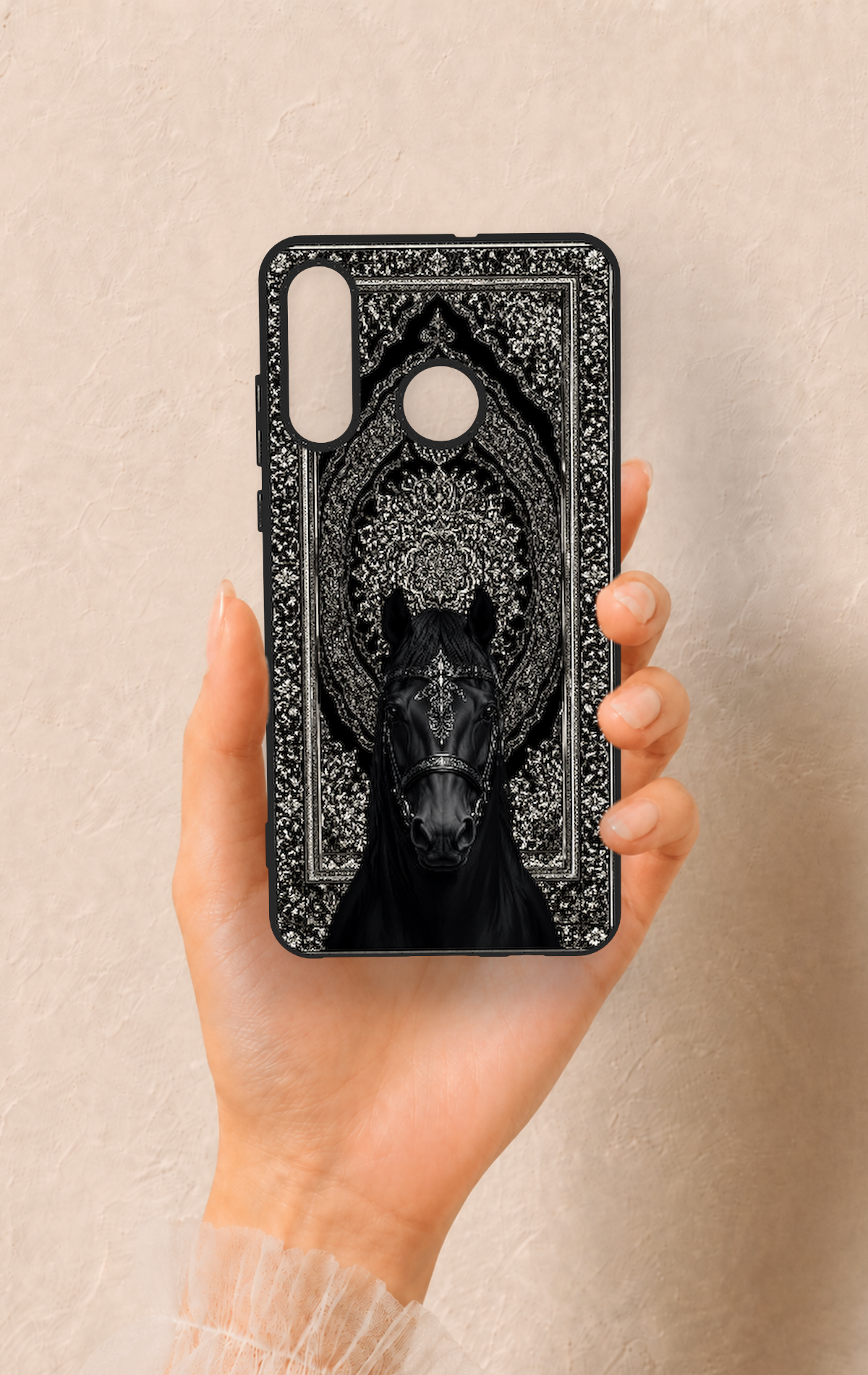 Huawei P30 Lite Uyumlu Etnik At Figürü Desenli Silikon Kılıf