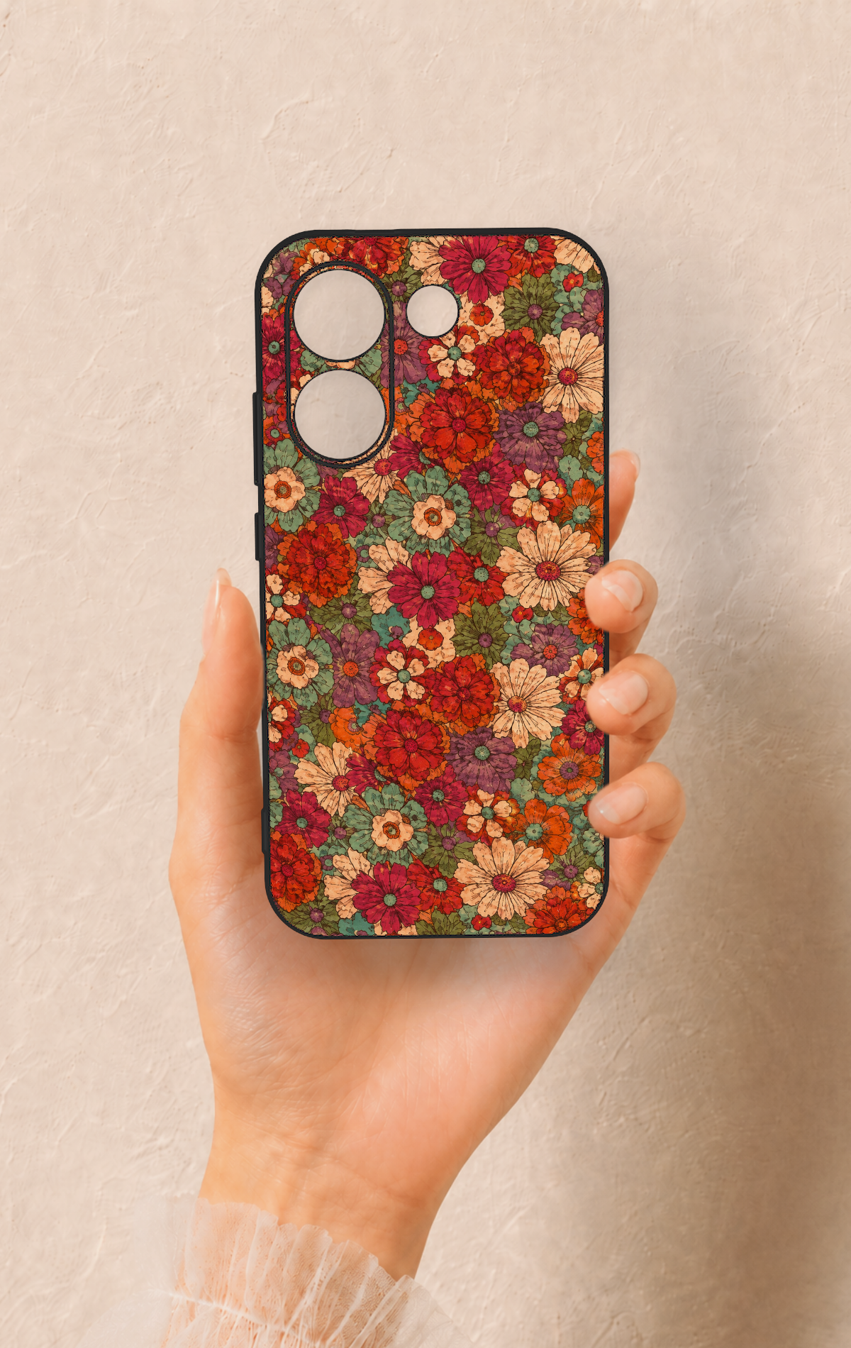 Poco X8 Pro Uyumlu Pastel Çiçek Bahçesi Desenli Silikon Kılıf