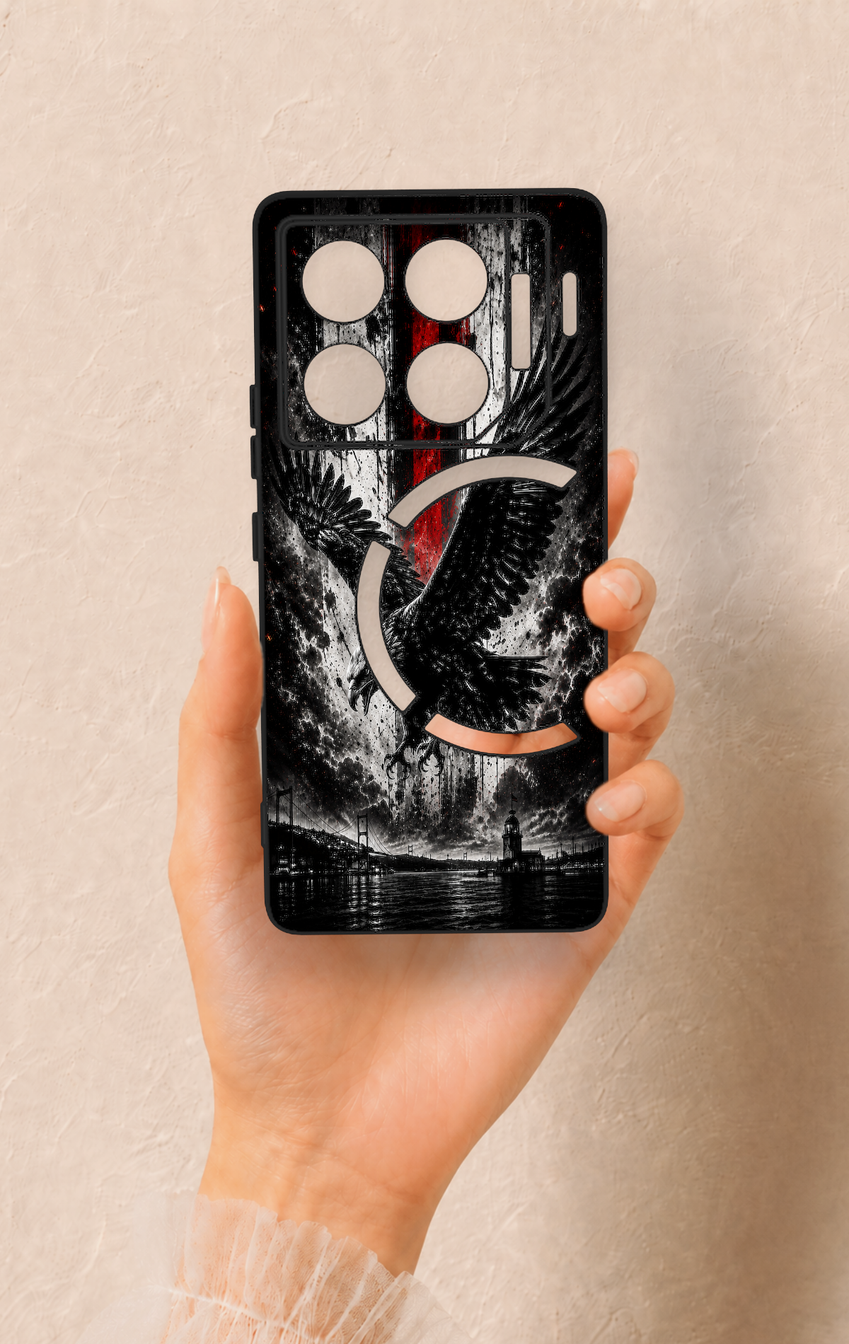 İnfinix Gt 20 Pro Uyumlu Kara Kartal Desenli Silikon Kılıf