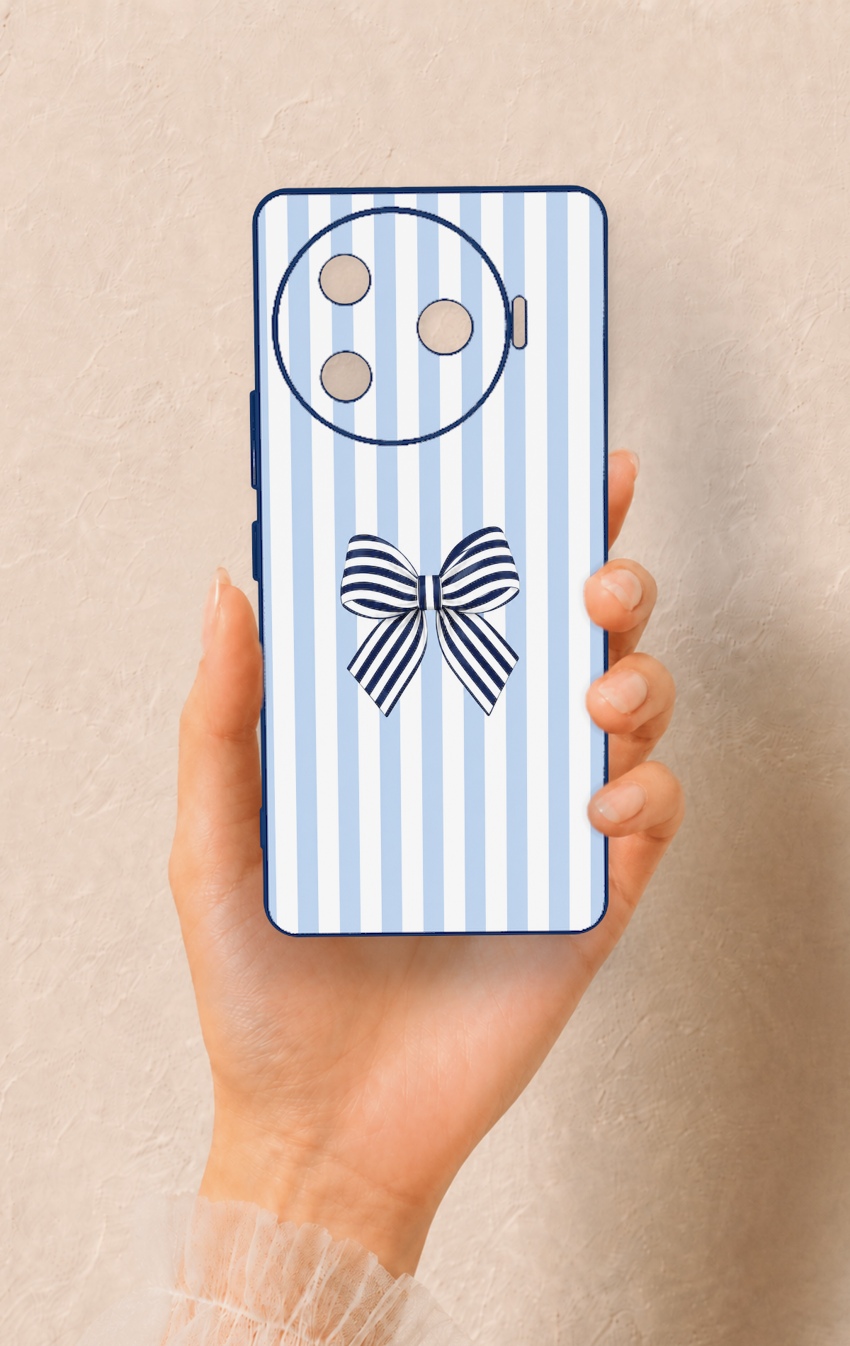 Tecno Camon 30 Pro 5G Uyumlu Mavi Beyaz Kurdele Desenli Silikon Kılıf