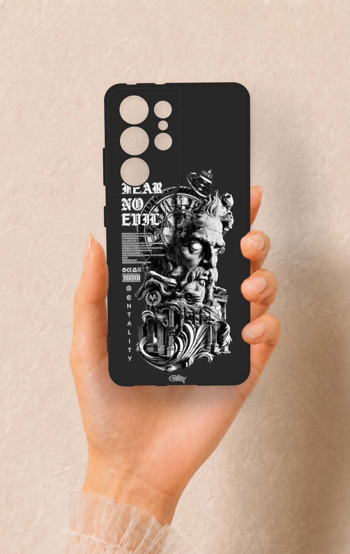 Samsung S21 Ultra Uyumlu Fear No Evil Desenli Silikon Kılıf