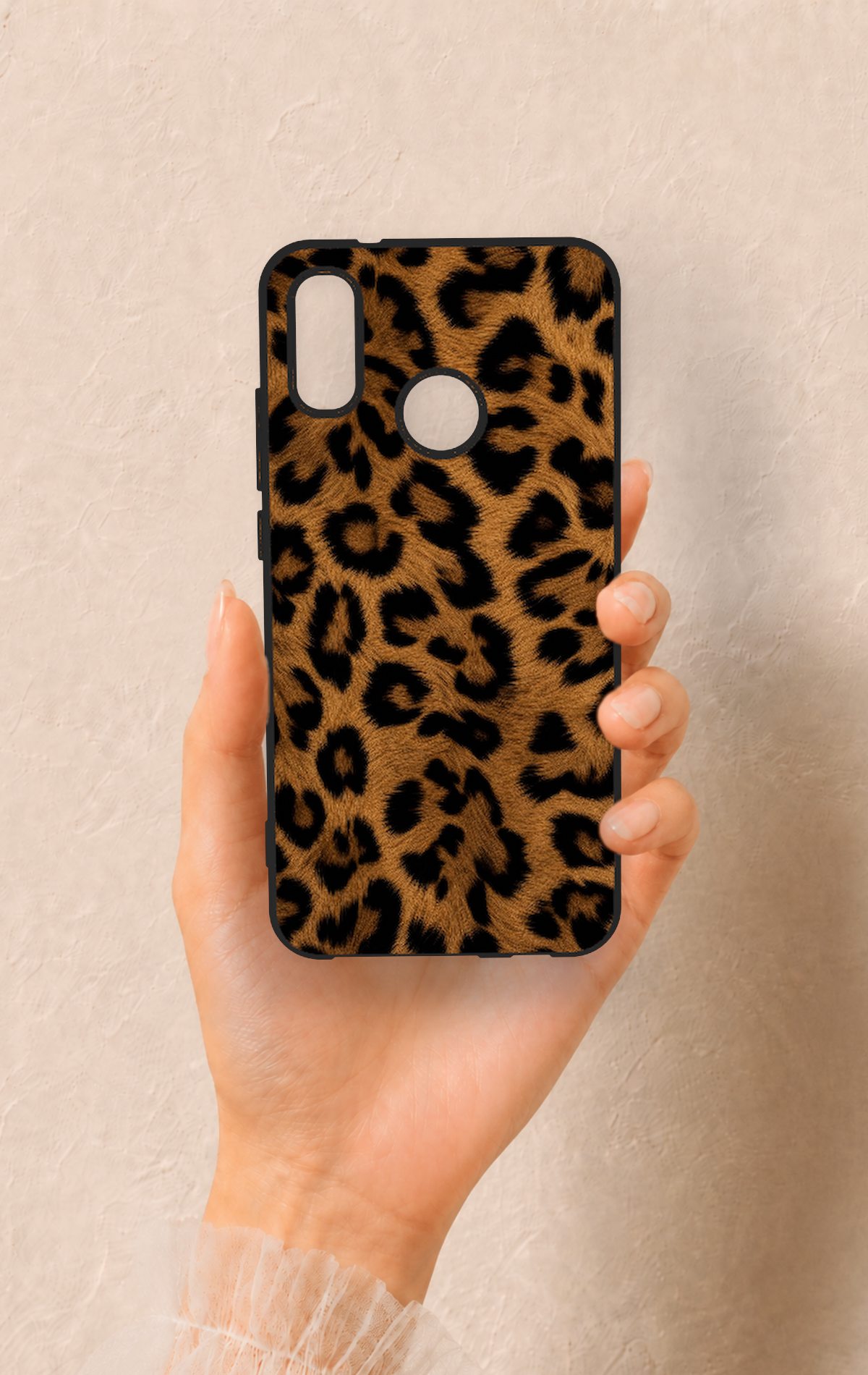 Huawei P20 Lite Uyumlu Koyu Leopar Deri Desenli Silikon Kılıf