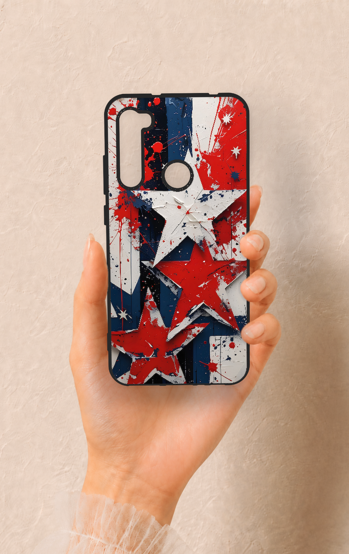 Redmi Note 8 Uyumlu Star Flag Desenli Silikon Kılıf
