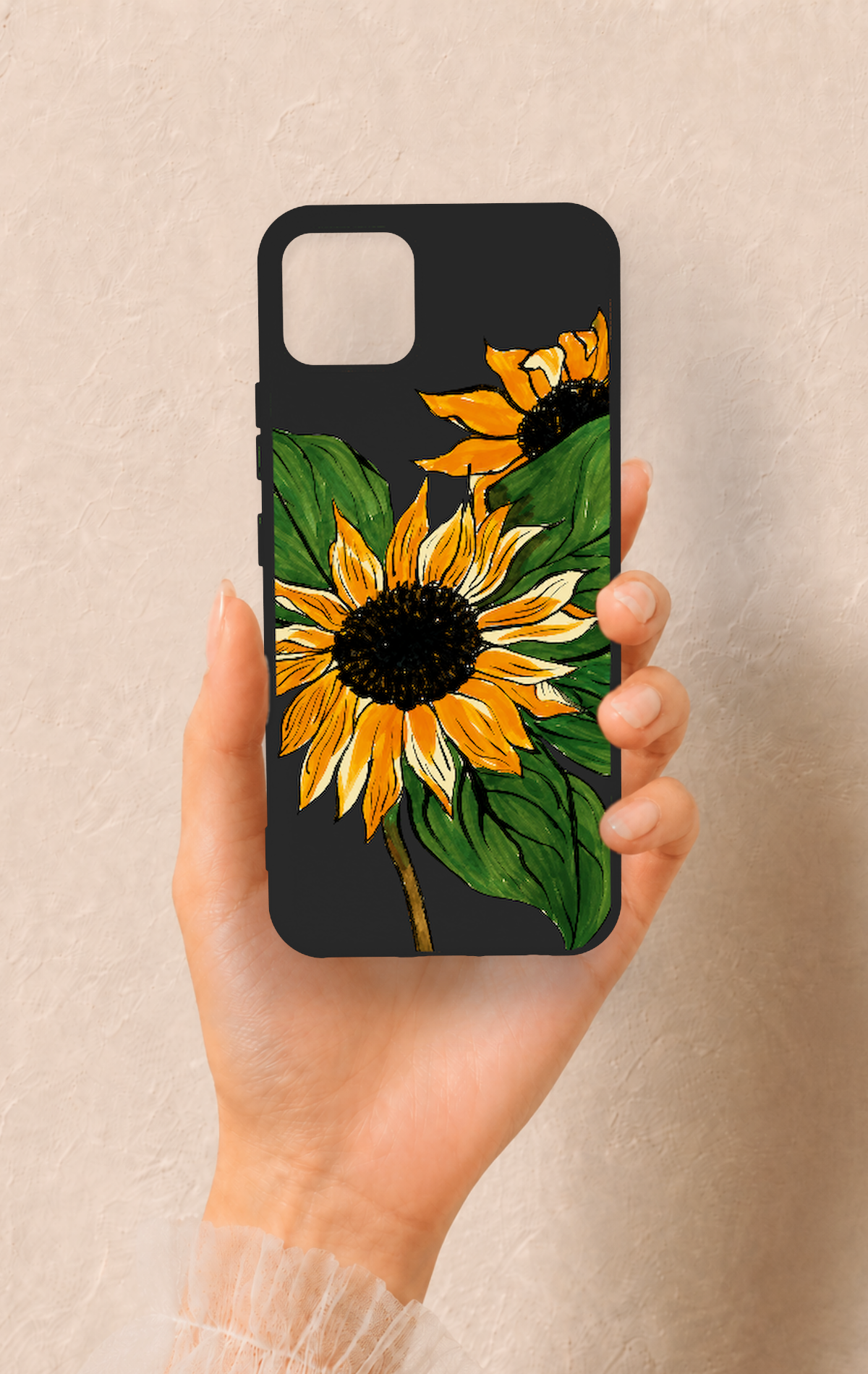 Realme C11 2021 Uyumlu Ay Çiçeği Desenli Silikon Kılıf