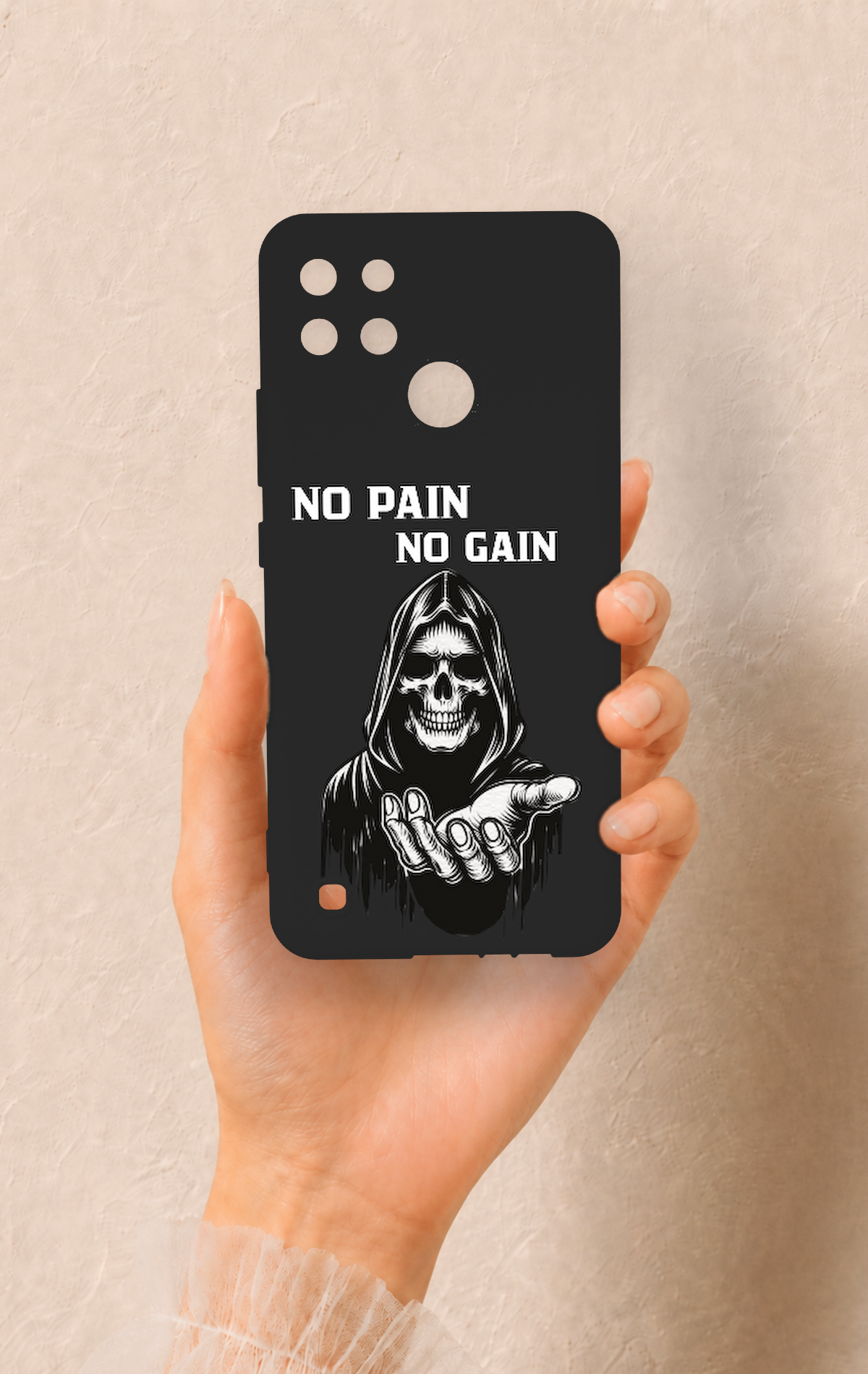 Realme C21Y Uyumlu No Pain No Gain Desenli Silikon Kılıf