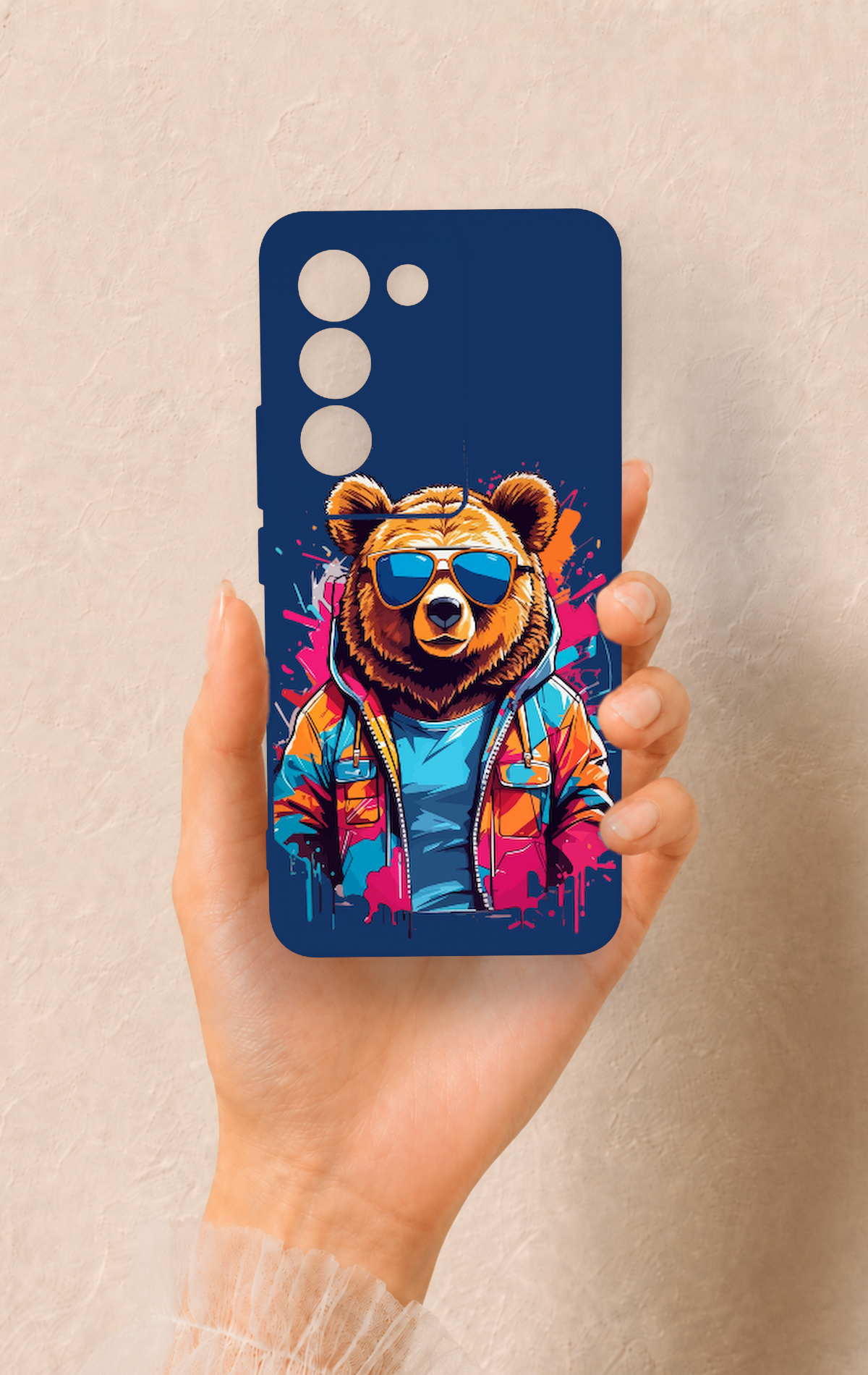 Vivo V30 Lite Uyumlu Gözlüklü Ayı Desenli Silikon Kılıf