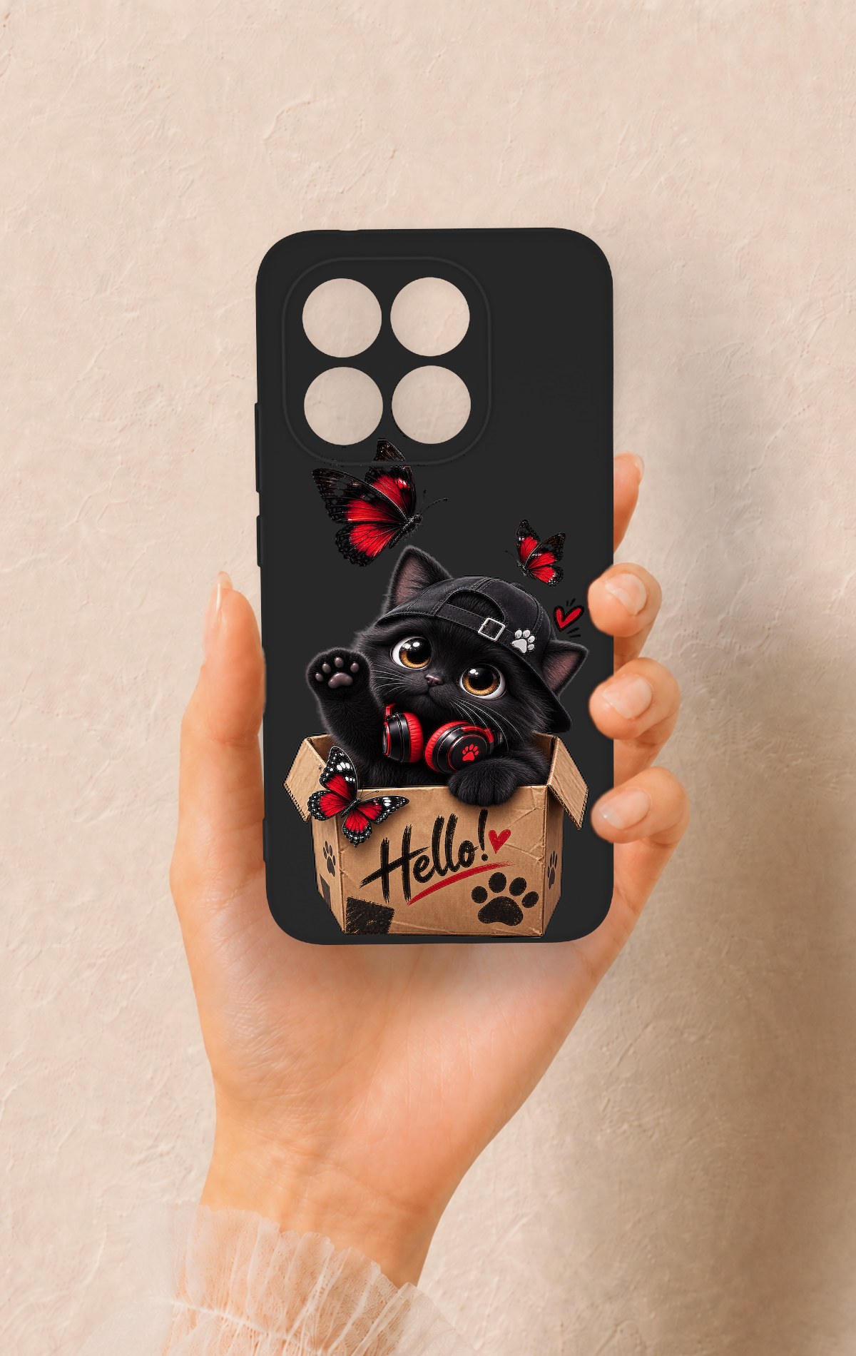Mi 15T 5G Uyumlu Hello Cat Desenli Silikon Kılıf