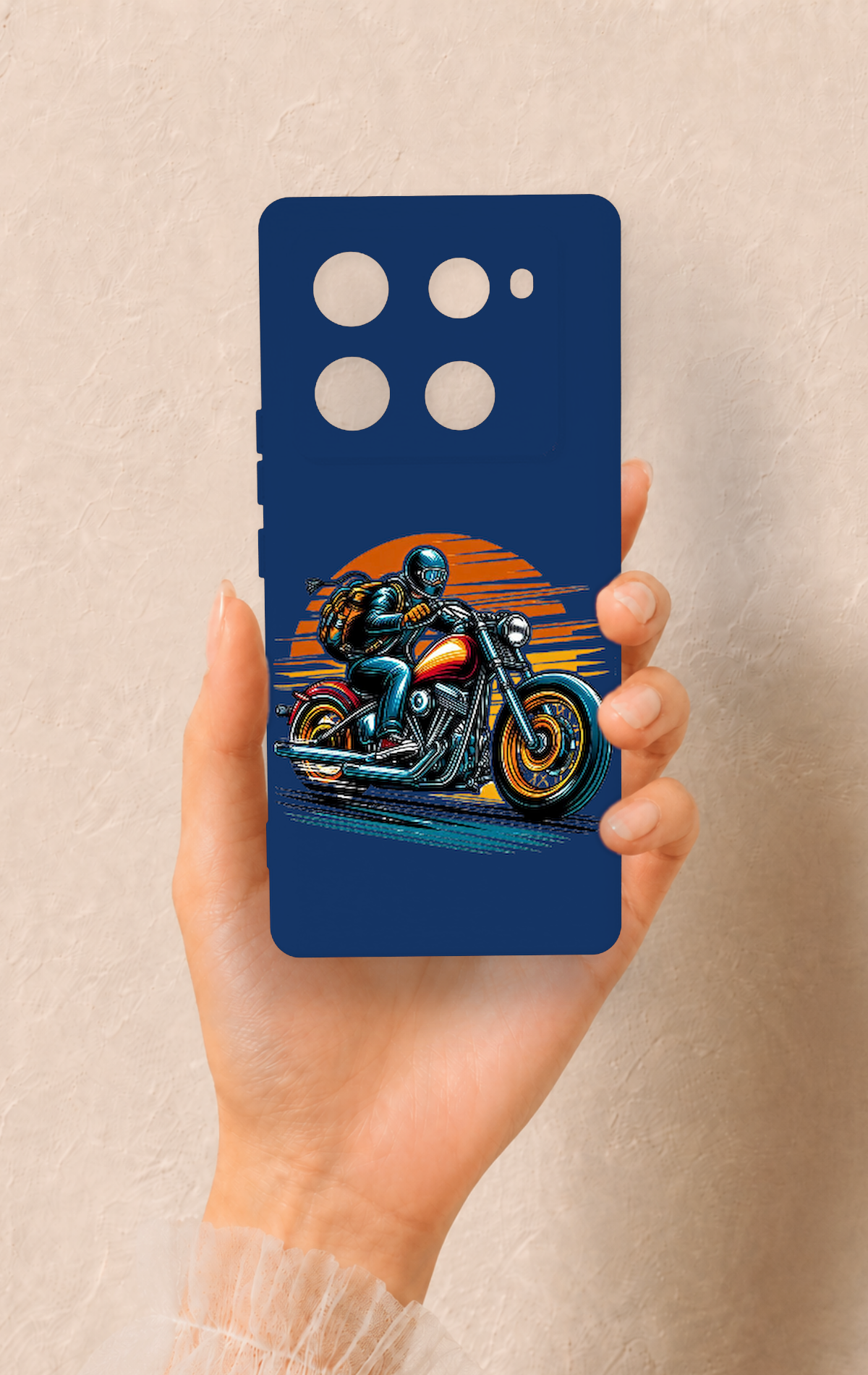 İnfinix Note 40 Pro Uyumlu Moto Rider Desenli Silikon Kılıf