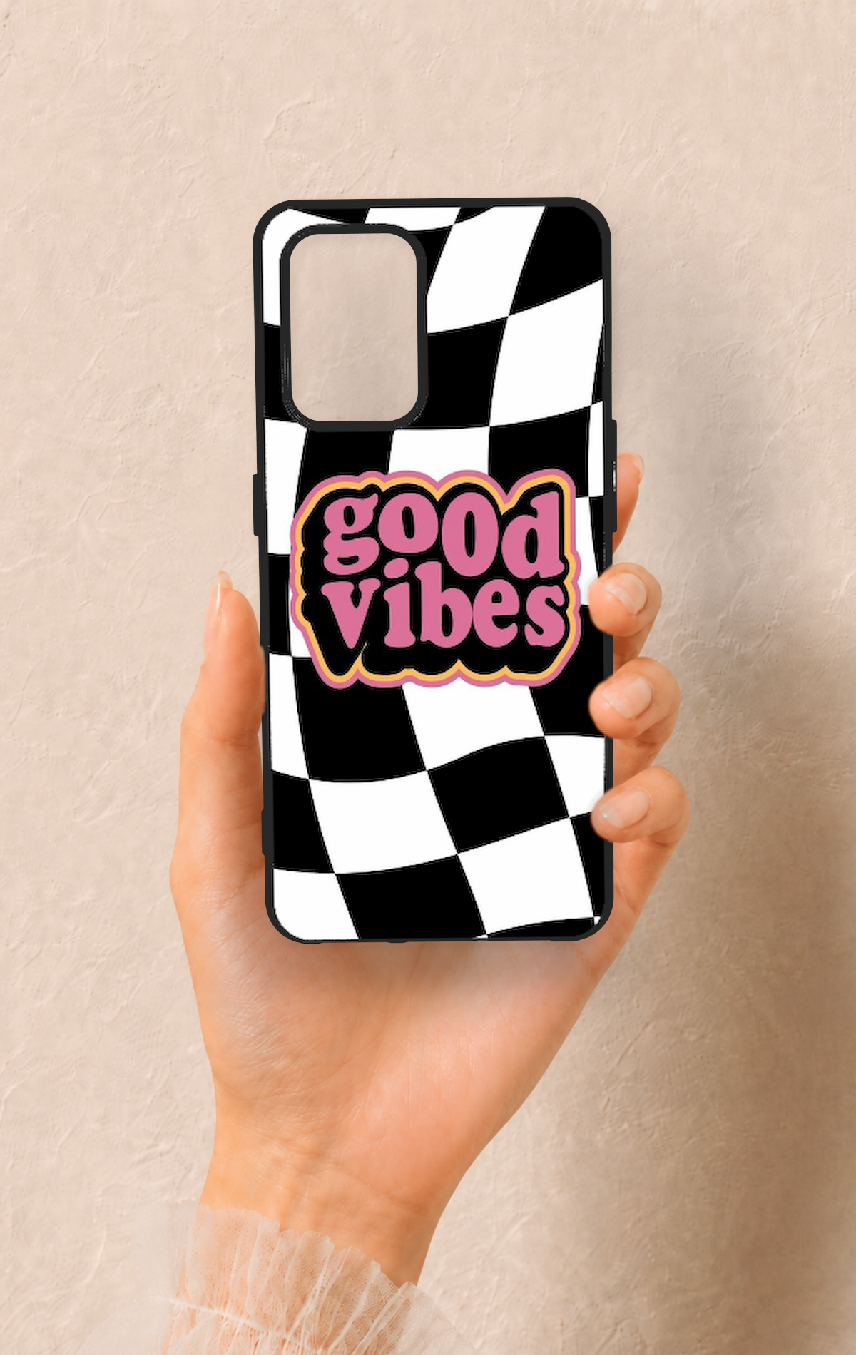 Oppo-A74 Uyumlu Black Good Vibes Desenli Silikon Kılıf