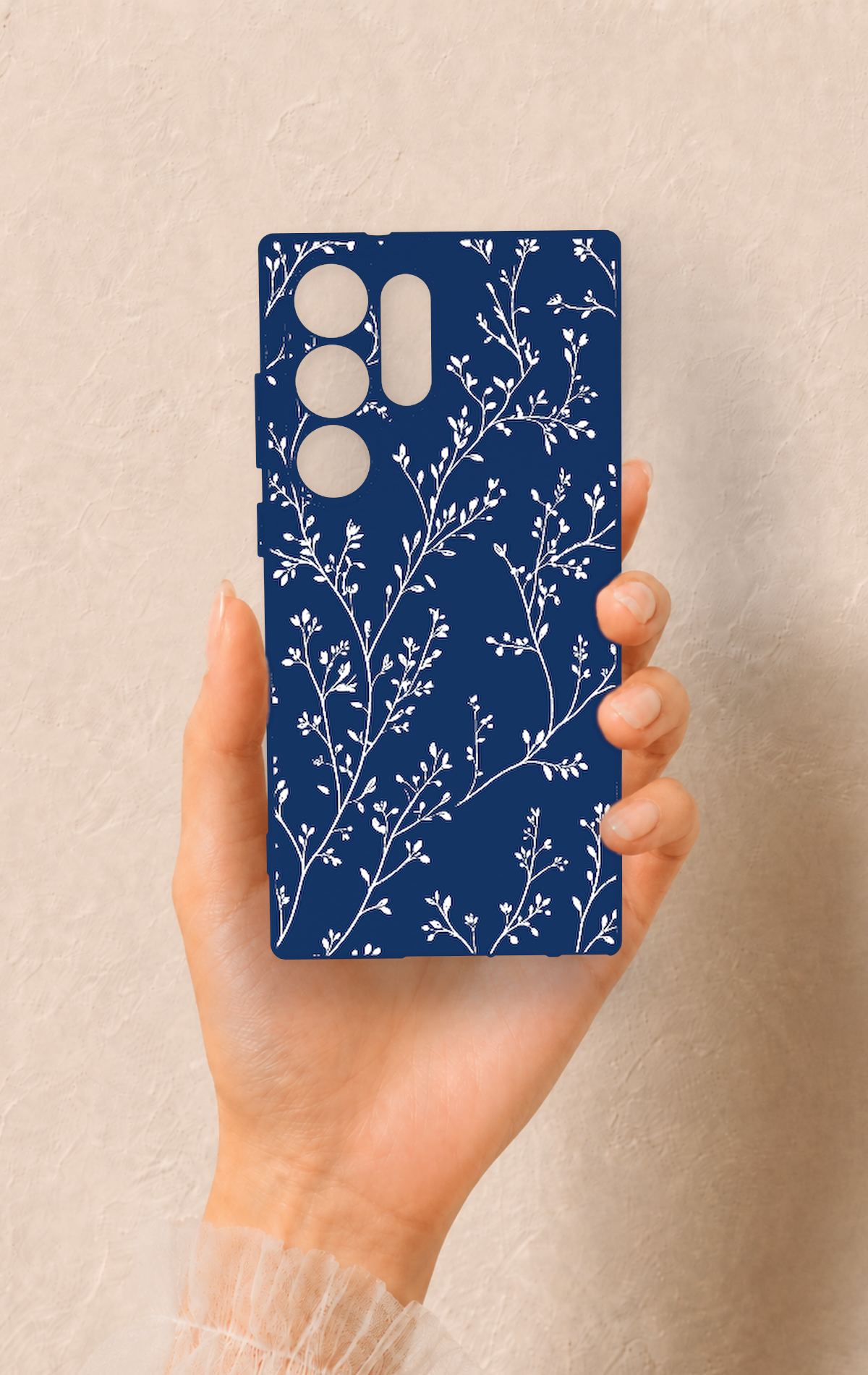 Samsung S23 Ultra Uyumlu İnce Yaprak Dalı Desenli Silikon Kılıf