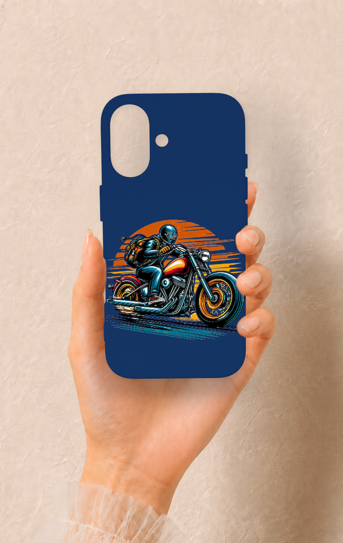 iPhone 16 Uyumlu Moto Rider Desenli Silikon Kılıf