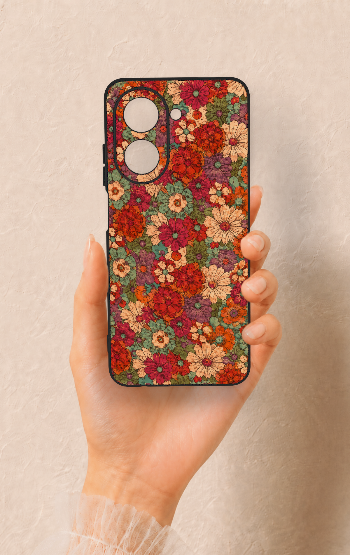 Redmi A5 Uyumlu Pastel Çiçek Bahçesi Desenli Silikon Kılıf