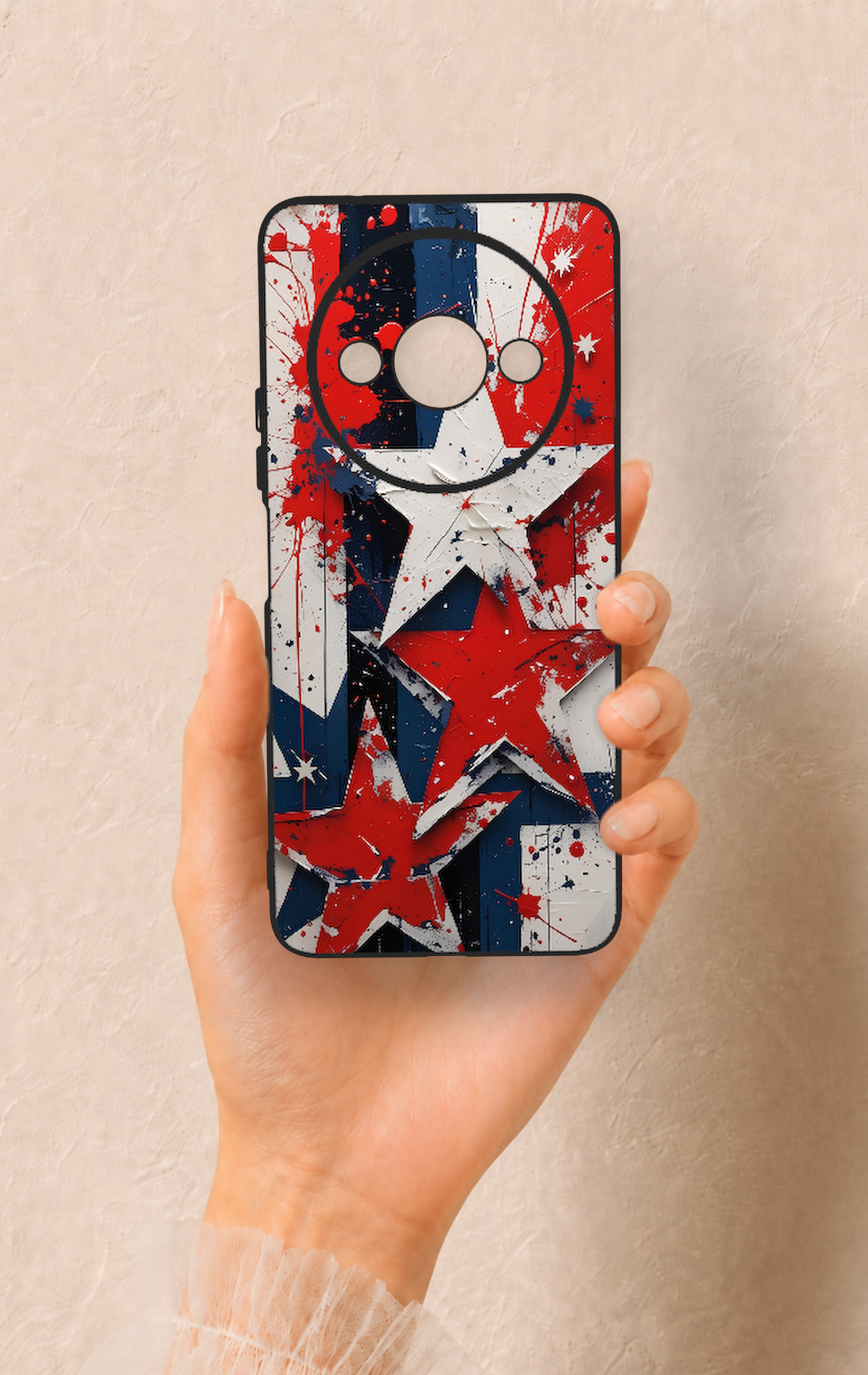 Redmi A3 Uyumlu Star Flag Desenli Silikon Kılıf