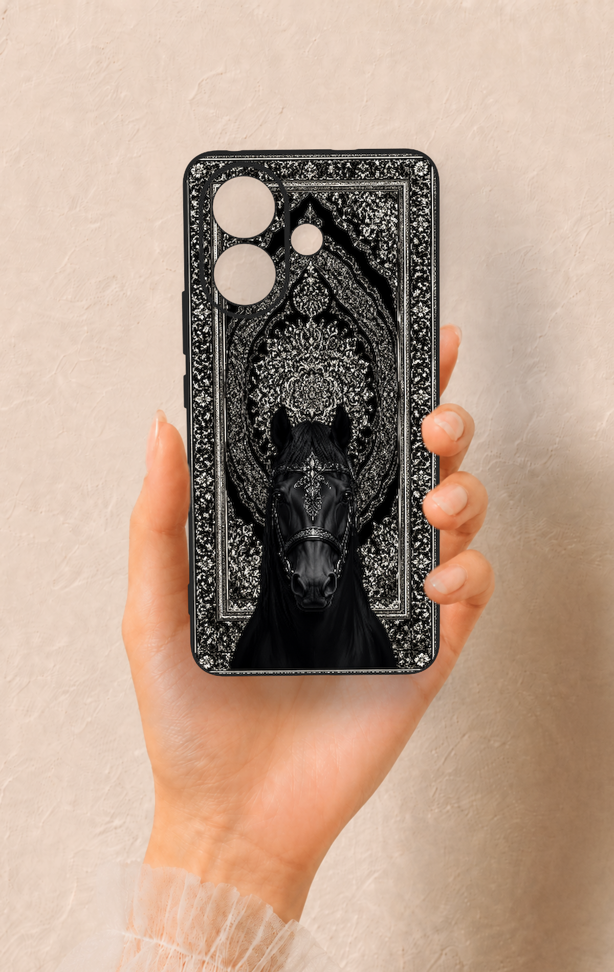 Vivo V60 Lite Uyumlu Etnik At Figürü Desenli Silikon Kılıf