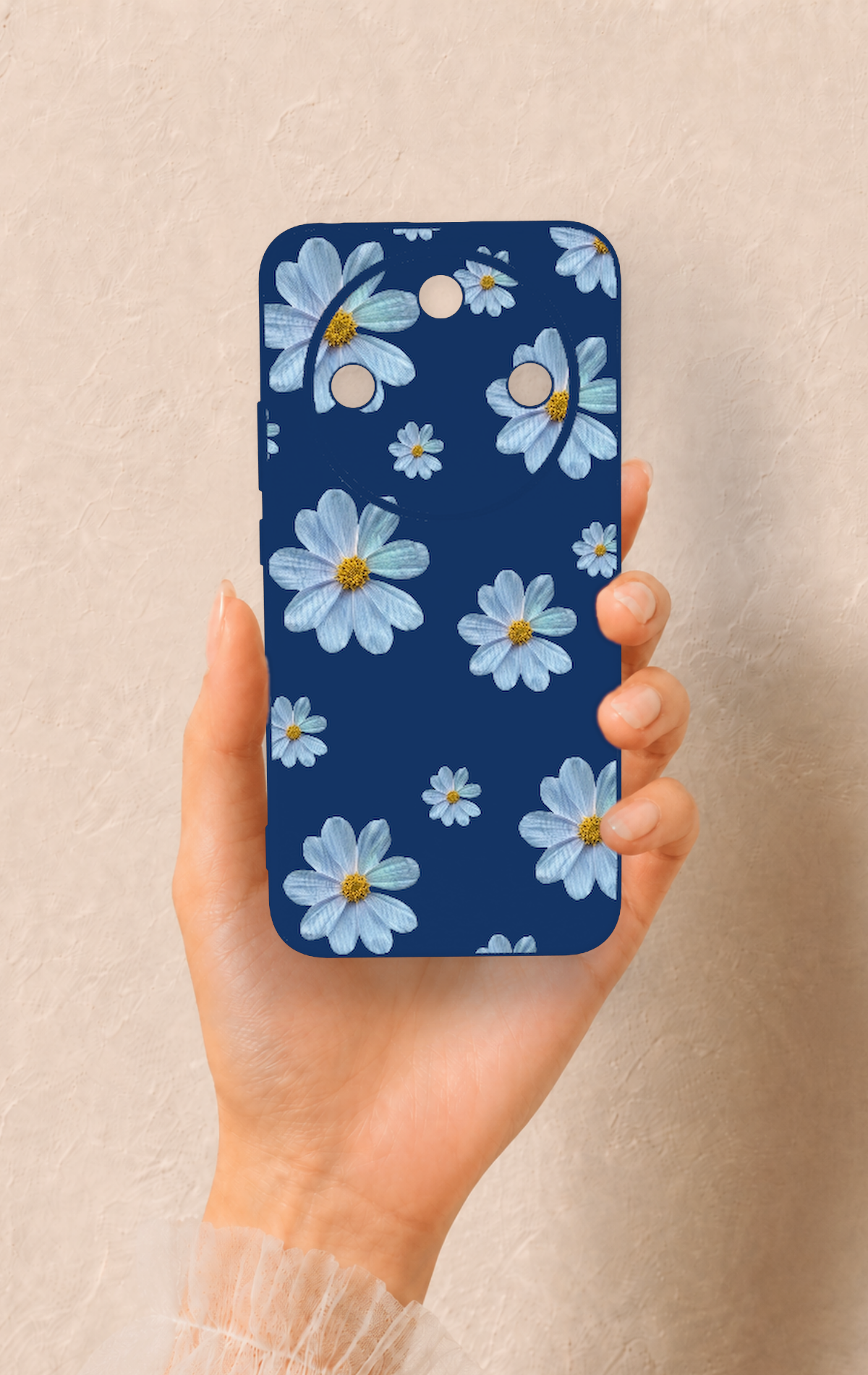 Honor Magic 8 Lite Uyumlu Mavi Papatya Desenli Silikon Kılıf