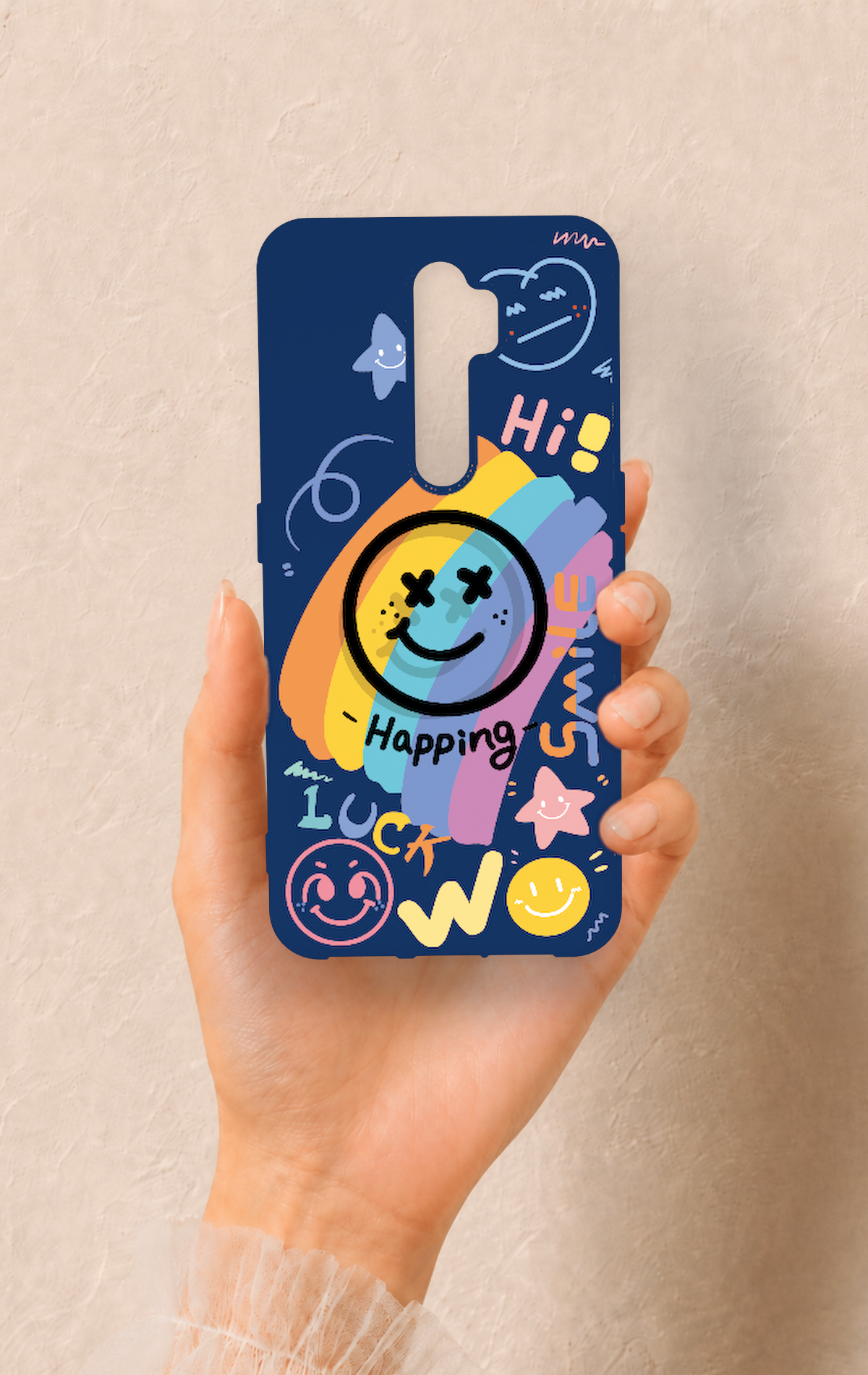 Oppo A5 2020 Uyumlu Happing Smile Desenli Silikon Kılıf