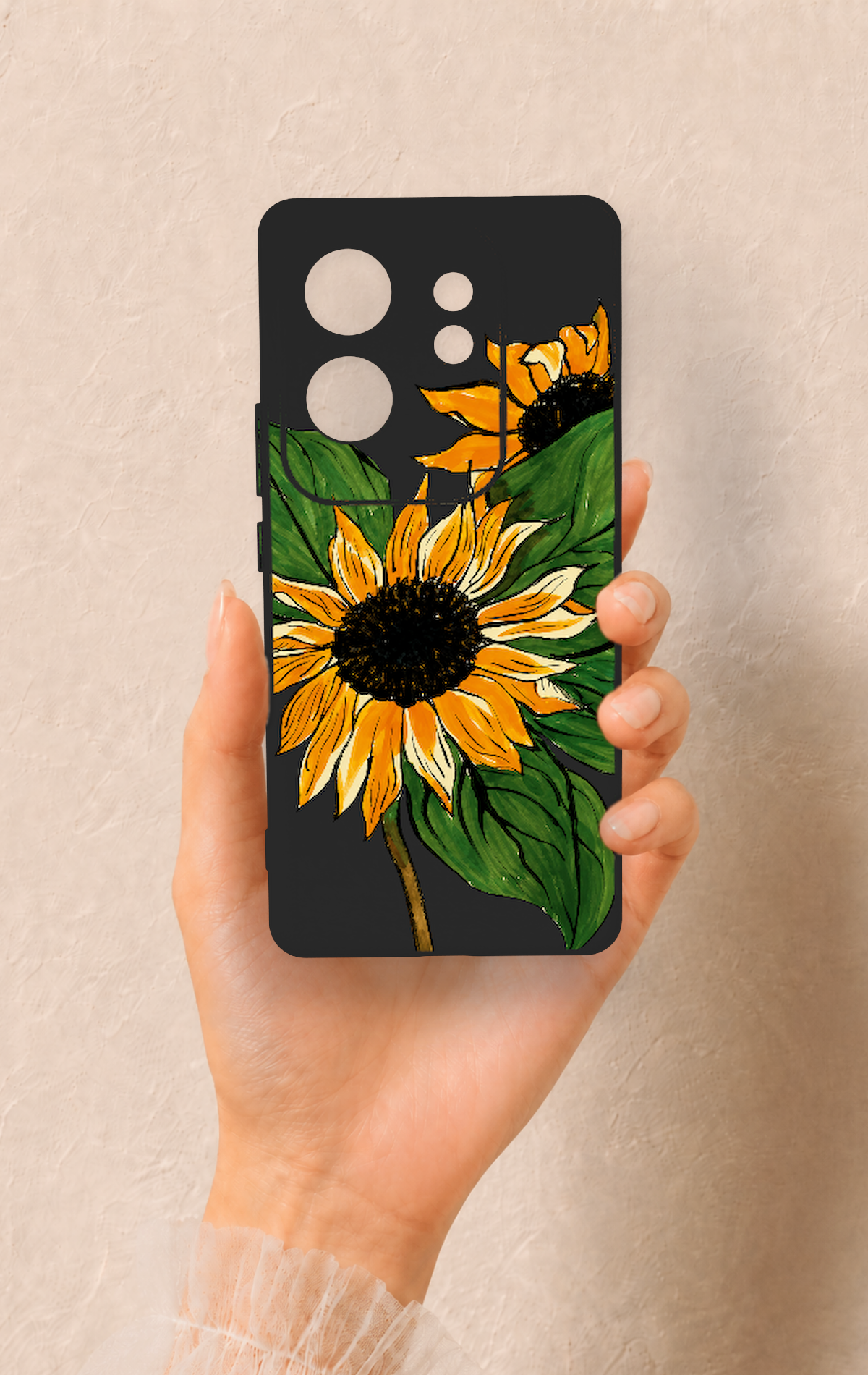 İnfinix Zero 30 Uyumlu Ay Çiçeği Desenli Silikon Kılıf