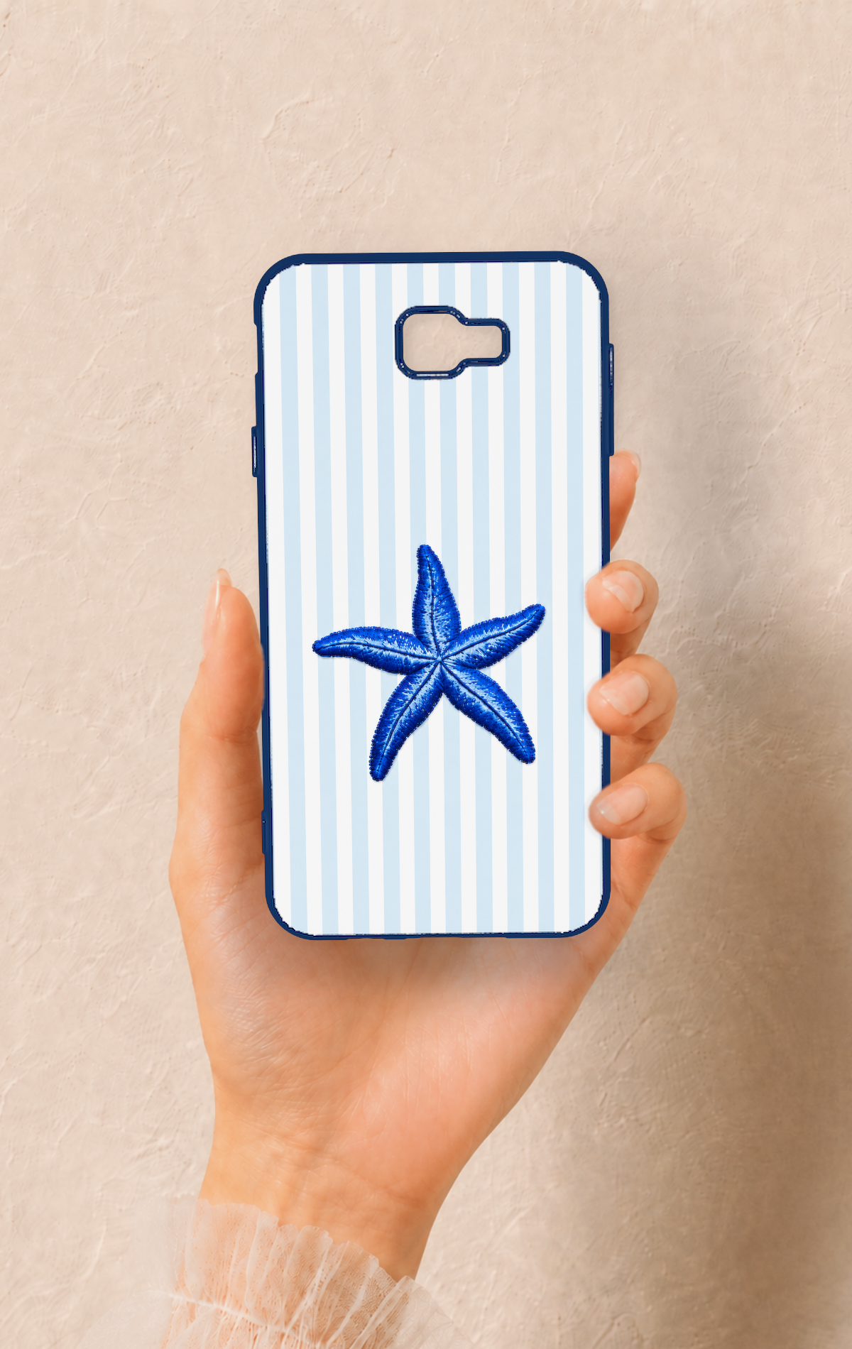 Samsung J7 Prime Uyumlu Mavi Deniz Yıldızı Desenli Silikon Kılıf