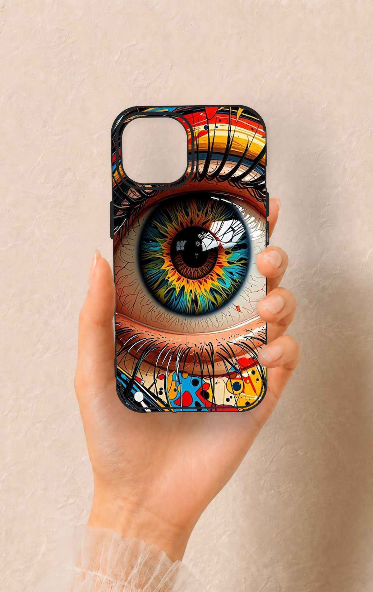 iPhone 15 Uyumlu Renkli Göz Bebeği Desenli Silikon Kılıf
