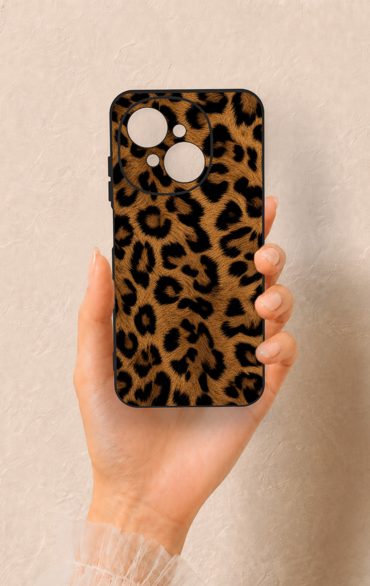 Tecno Spark Go1 Uyumlu Koyu Leopar Deri Desenli Silikon Kılıf