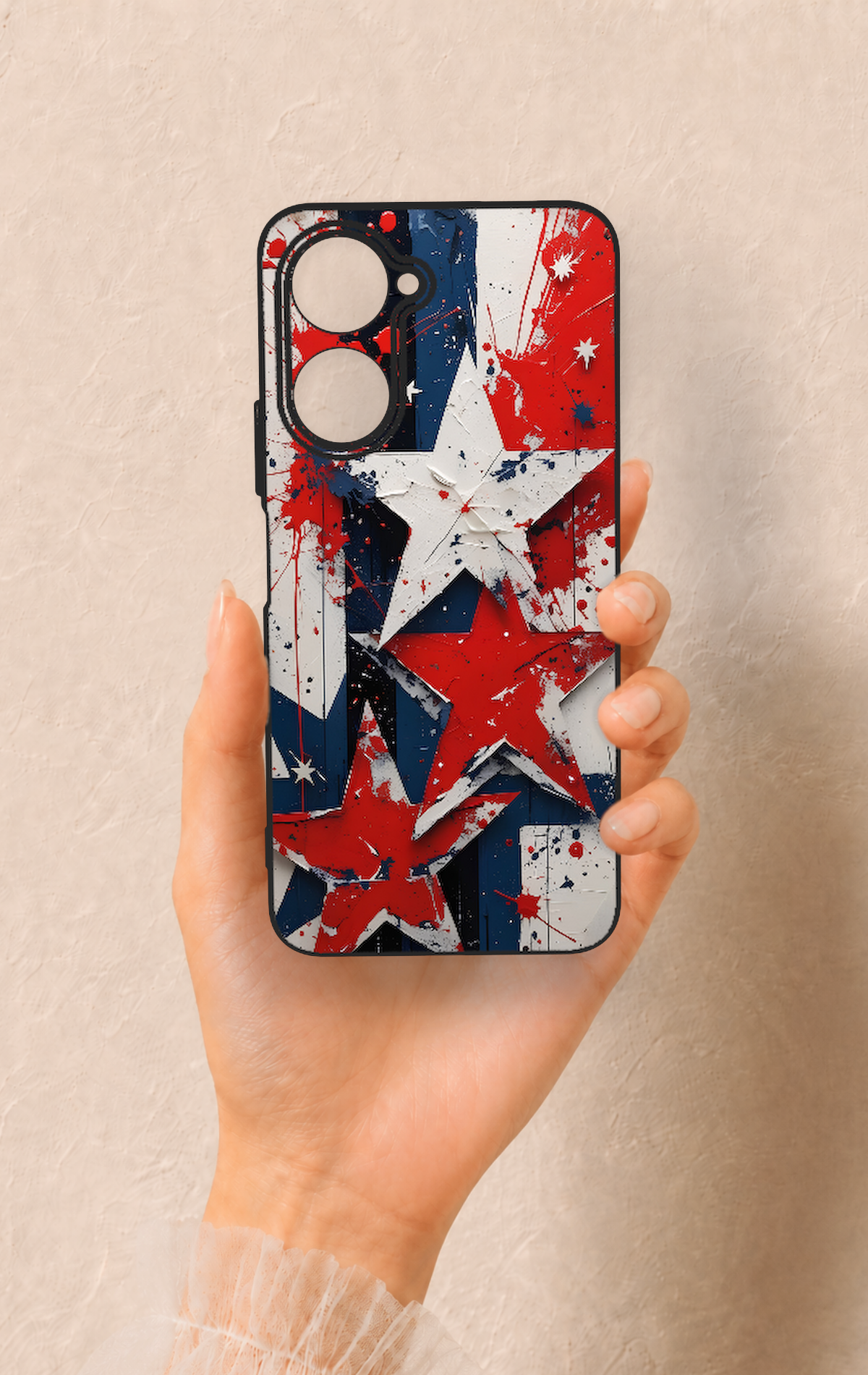 Vivo Y18 Uyumlu Star Flag Desenli Silikon Kılıf