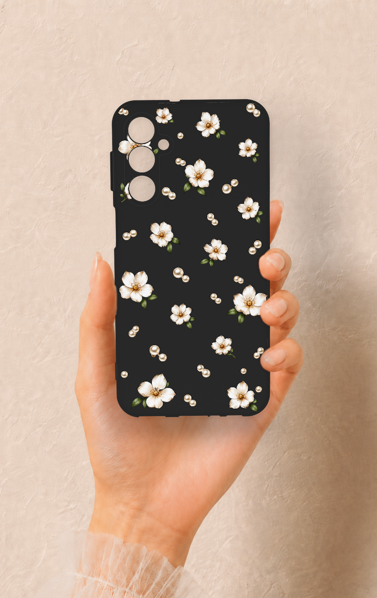 Samsung M34 Uyumlu İnci Papatya Desenli Silikon Kılıf