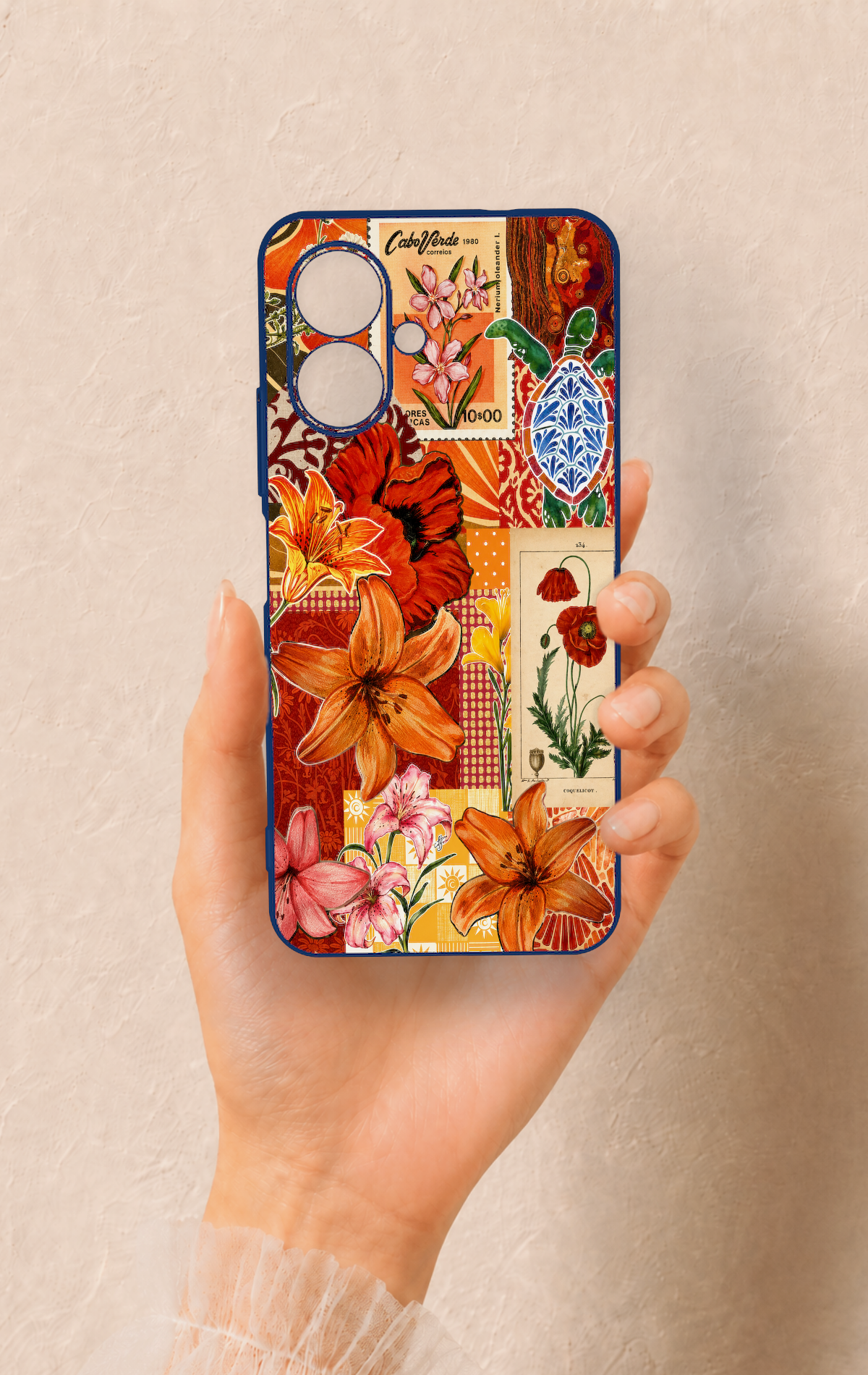 Tecno Spark Go 2 Uyumlu Turuncu Zambak Desenli Silikon Kılıf