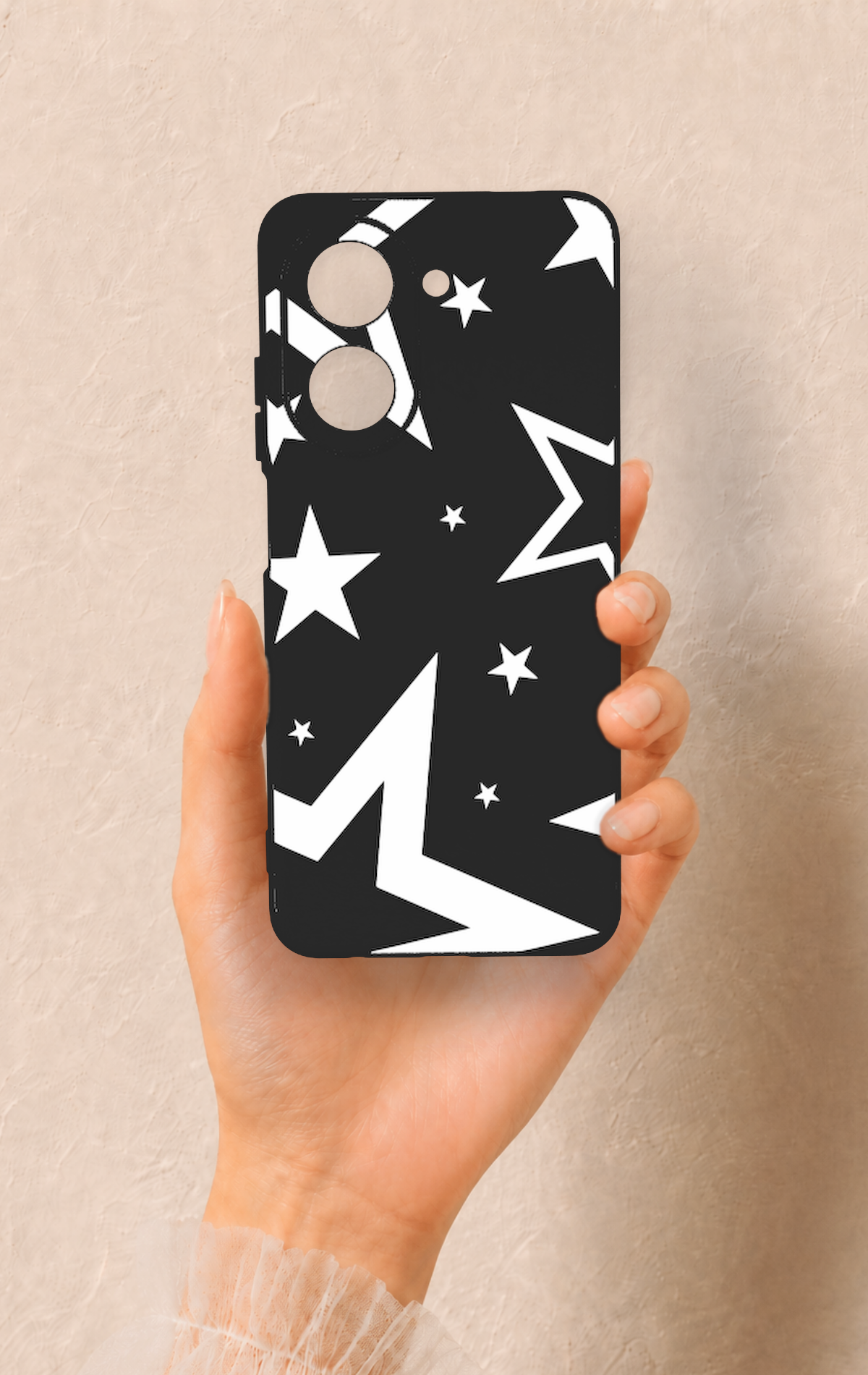 Redmi A5 Uyumlu Siyah Mega Star Desenli Silikon Kılıf