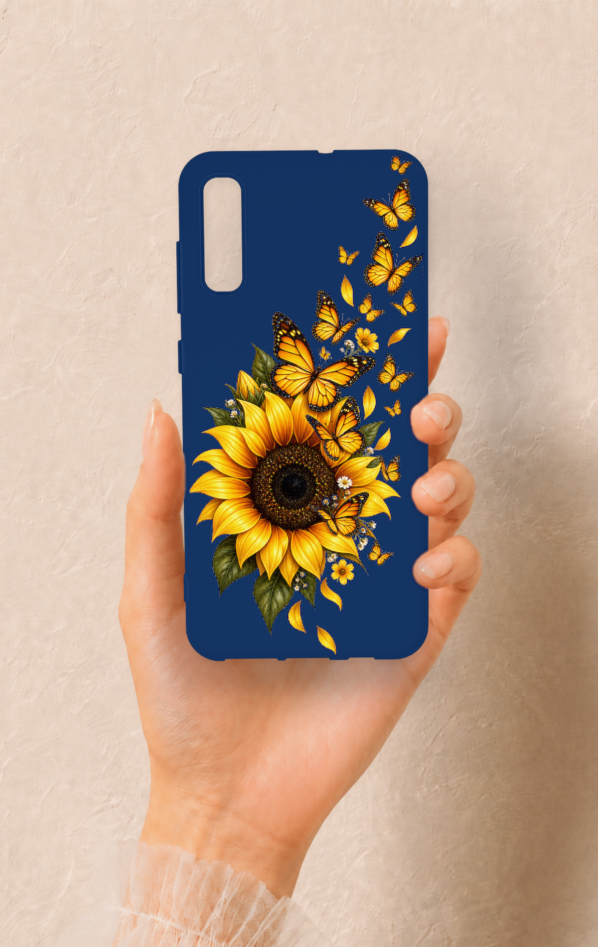Samsung A70 Uyumlu Ayçiçeği Desenli Silikon Kılıf