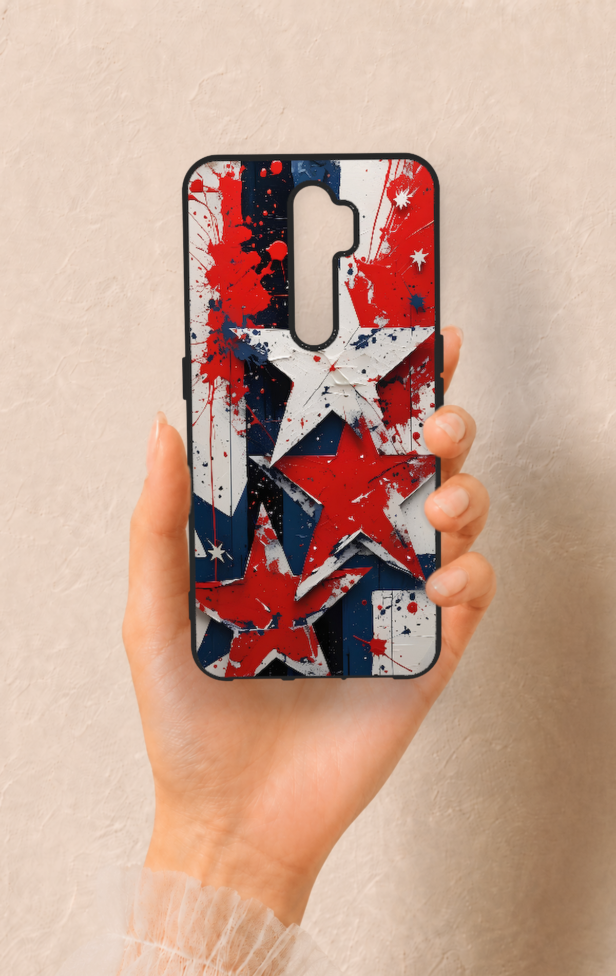 Oppo A5 2020 Uyumlu Star Flag Desenli Silikon Kılıf