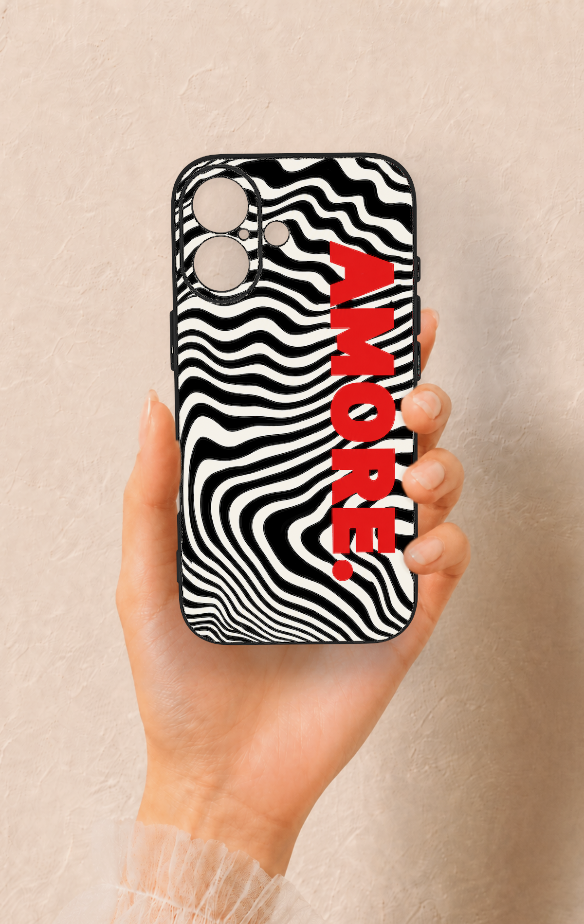iPhone 17 Uyumlu Zebra Amore Desenli Silikon Kılıf