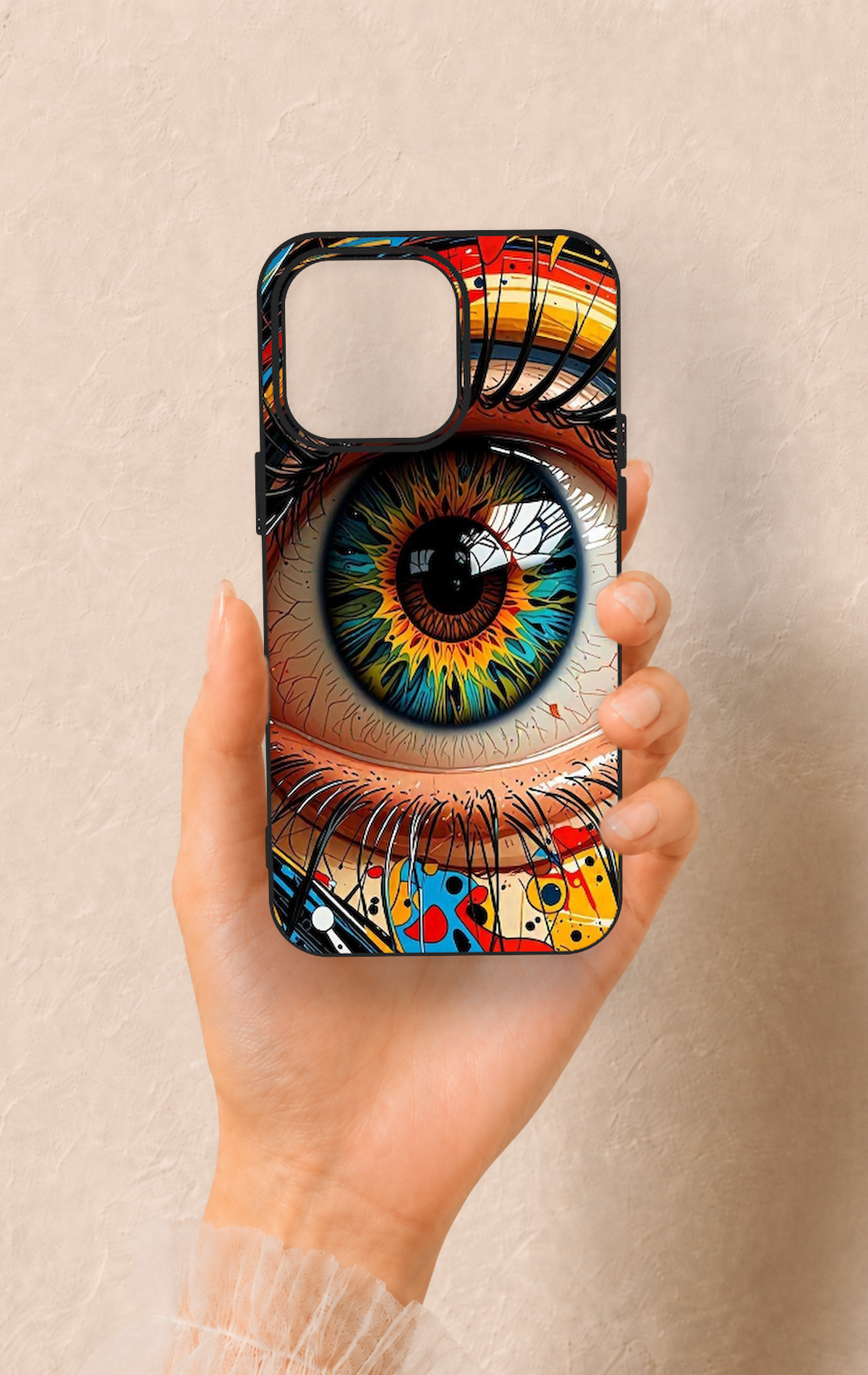 iPhone 15 Pro Max Uyumlu Renkli Göz Bebeği Desenli Silikon Kılıf