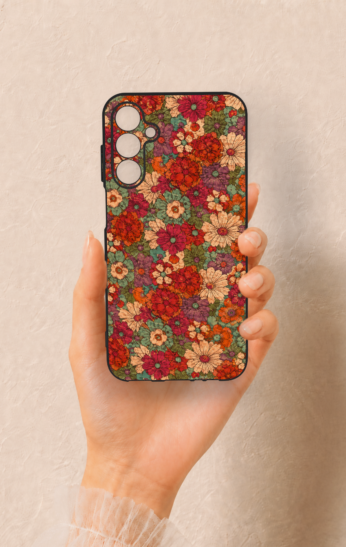 Samsung A15 Uyumlu Pastel Çiçek Bahçesi Desenli Silikon Kılıf