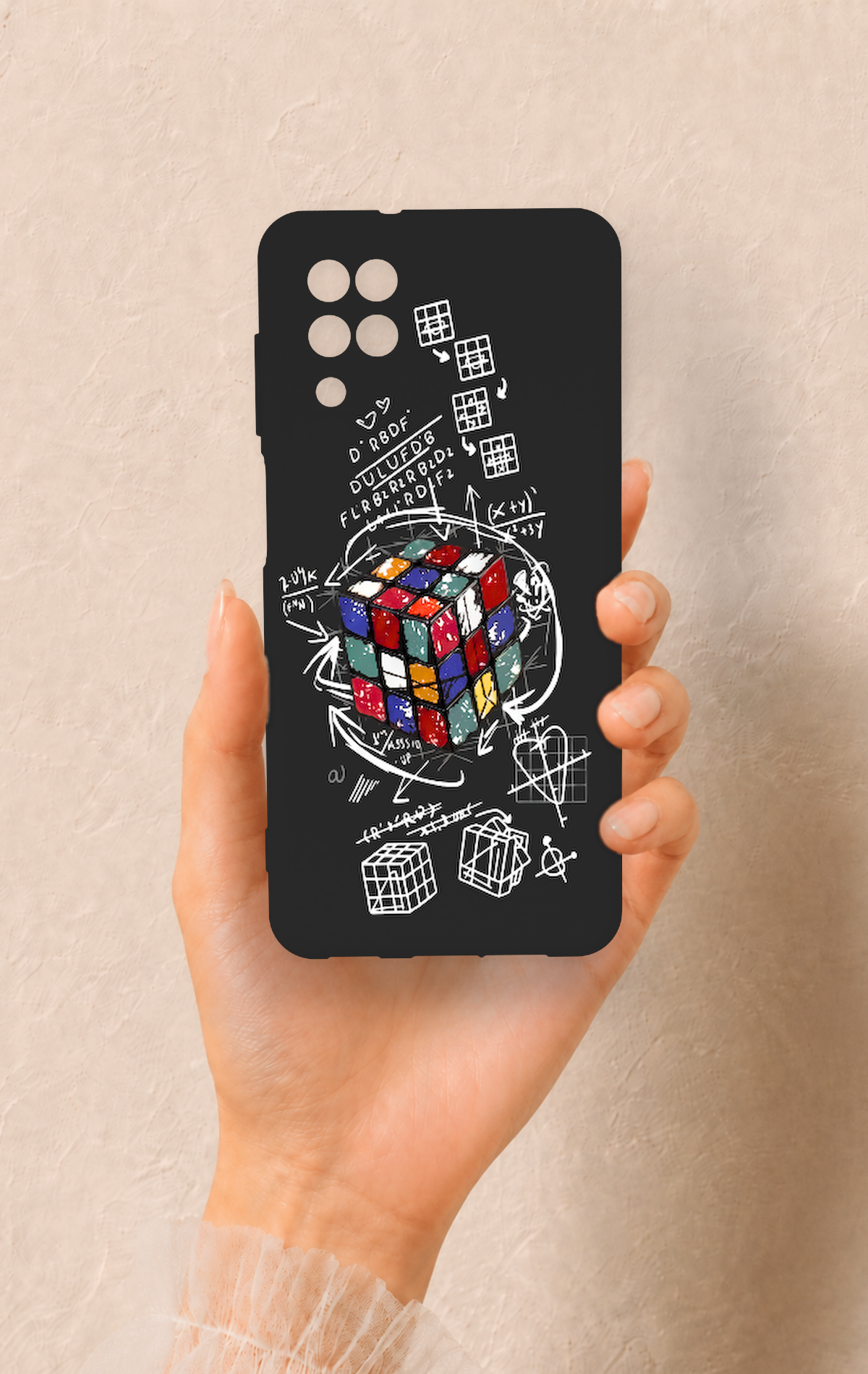Samsung A12 Uyumlu Rubik Küb Desenli Silikon Kılıf
