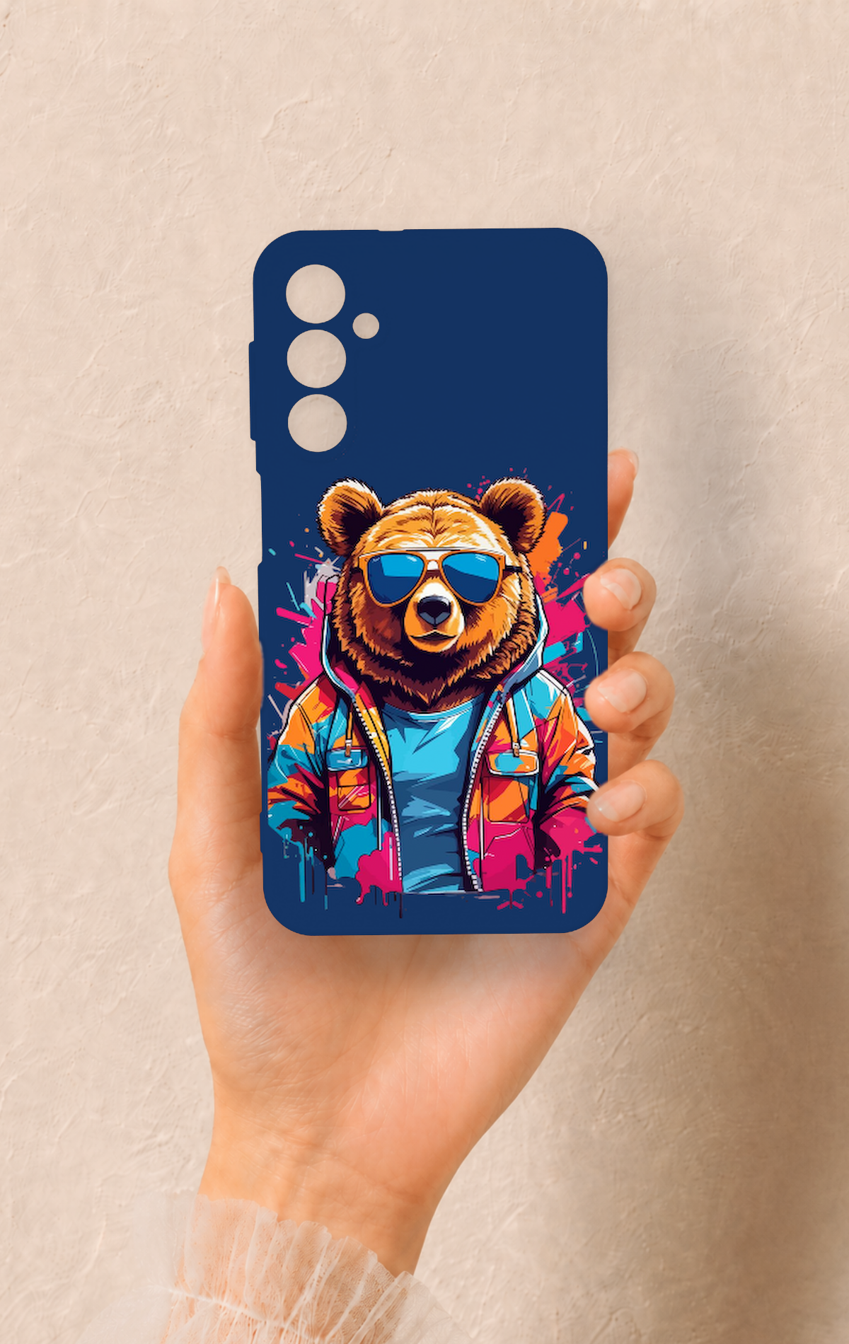 Samsung A24 Uyumlu Gözlüklü Ayı Desenli Silikon Kılıf