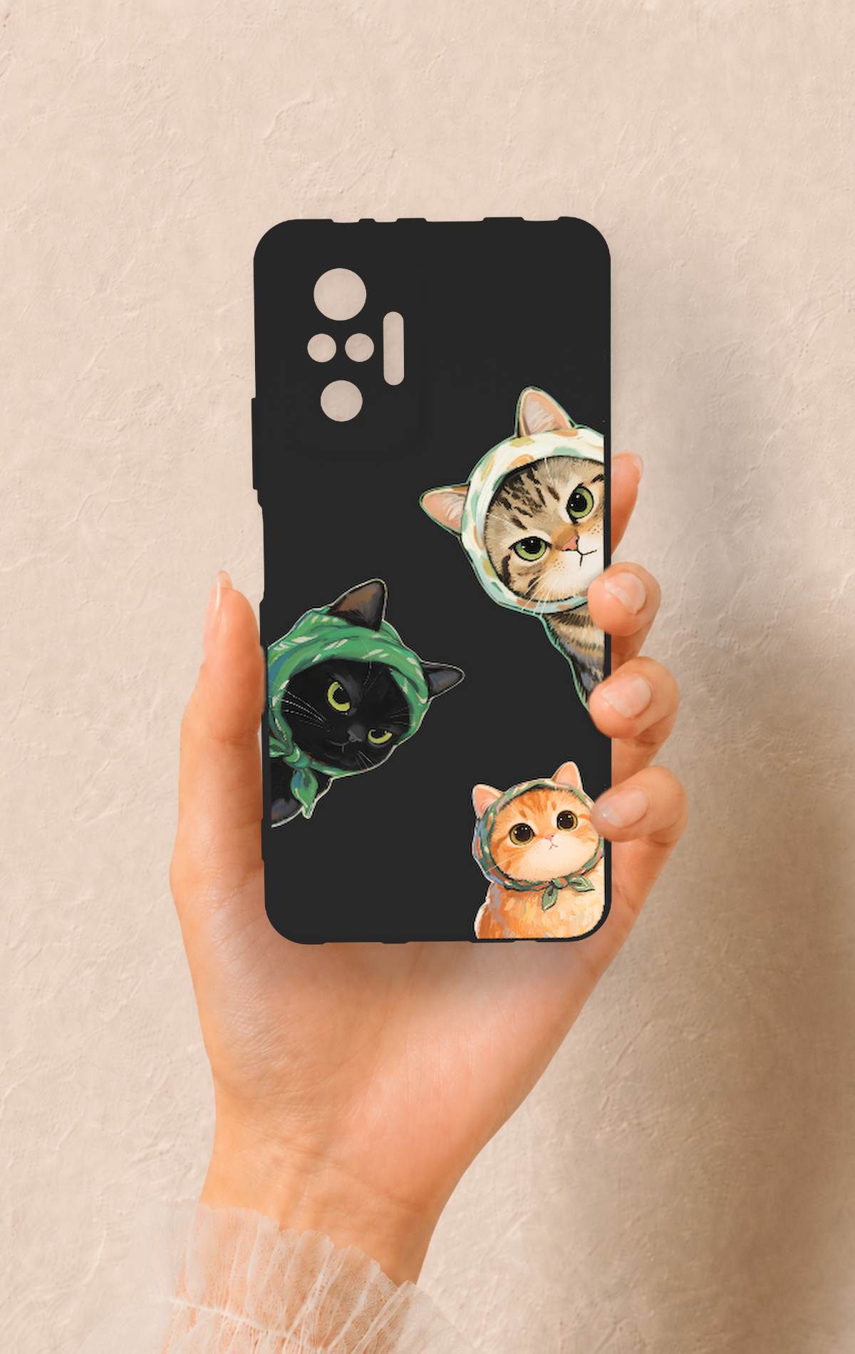 Redmi Note 10 Pro Uyumlu Kedi Ekibi Desenli Silikon Kılıf
