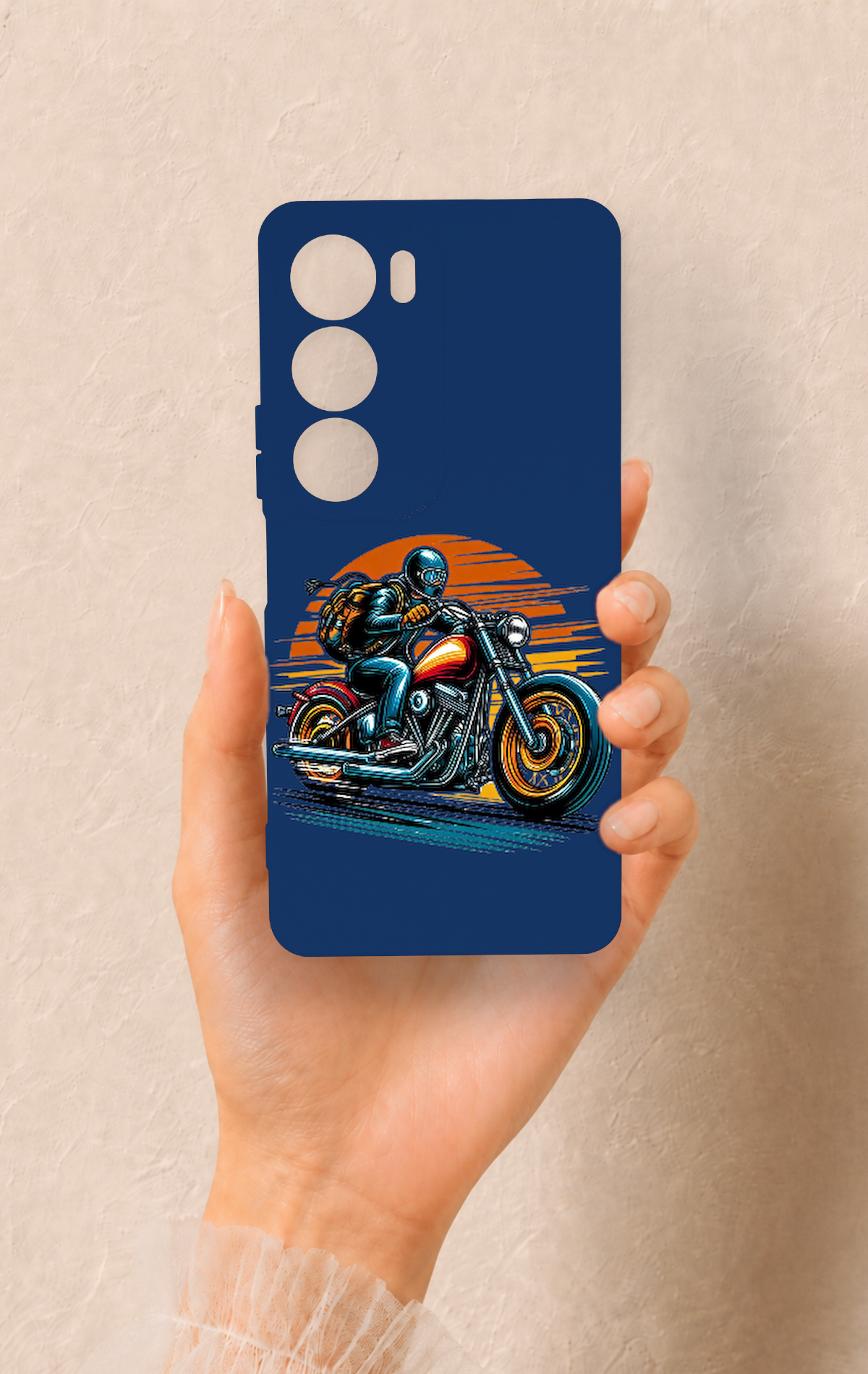 Vivo Y19s Uyumlu Moto Rider Desenli Silikon Kılıf