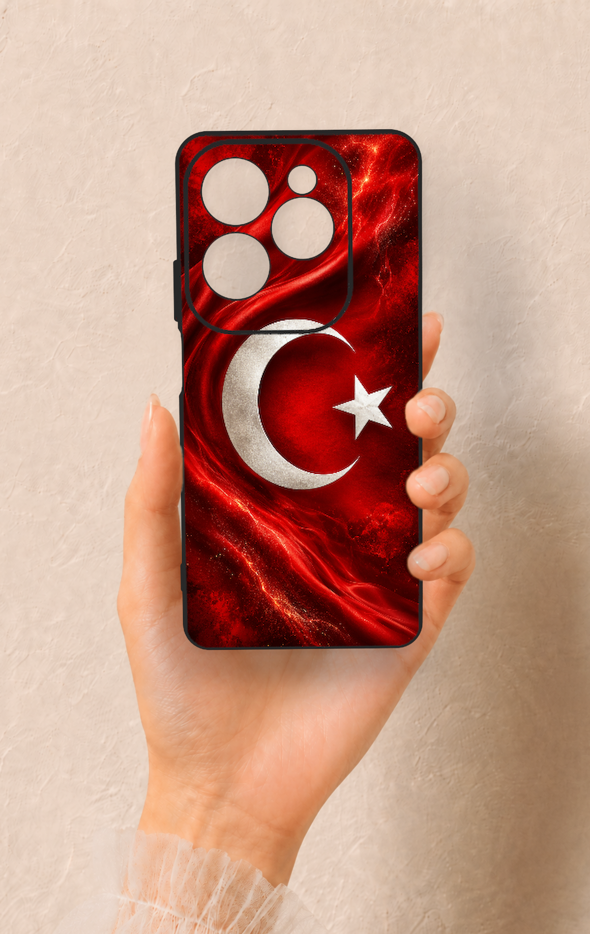 İnfinix Hot 40 Pro Uyumlu Türk Bayrağı Desenli Silikon Kılıf