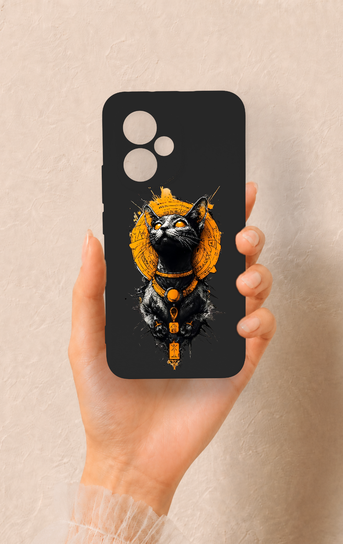 Honor 400 Uyumlu Mısırlı Kedi Tanrısı Desenli Silikon Kılıf