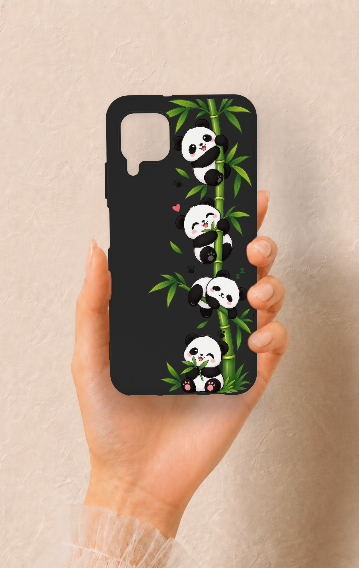 Huawei P40 Lite Uyumlu Sevimli Panda Bambu Desenli Silikon Kılıf