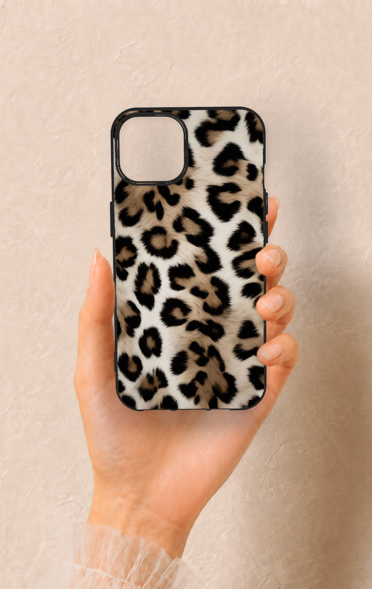 iPhone 13 Uyumlu Leopar Derisi Desenli Silikon Kılıf