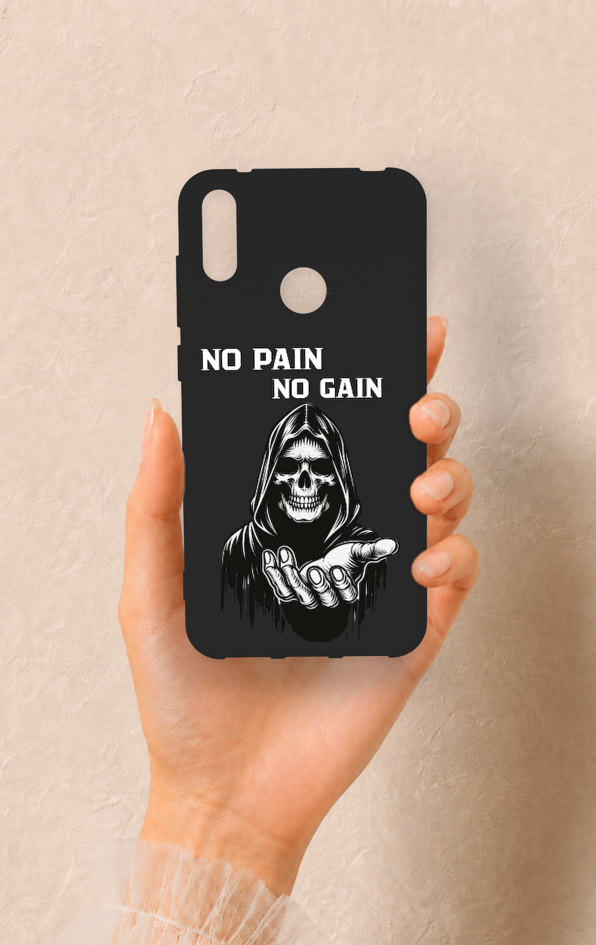 Huawei Y7 2019 Uyumlu No Pain No Gain Desenli Silikon Kılıf